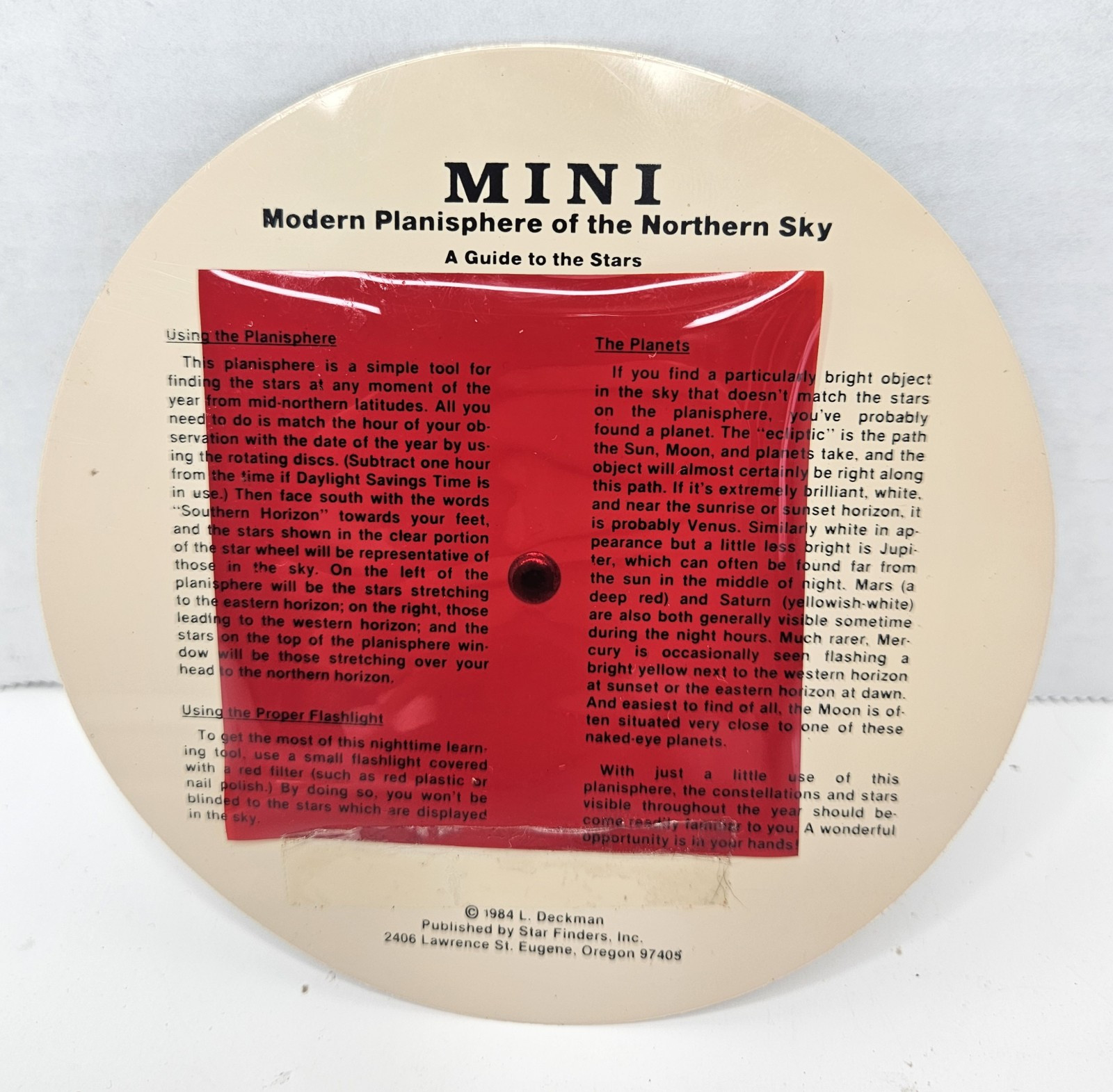 Mini Modern Planisphere of the Northern Sky A Guide to the Stars 1984 L. Deckman