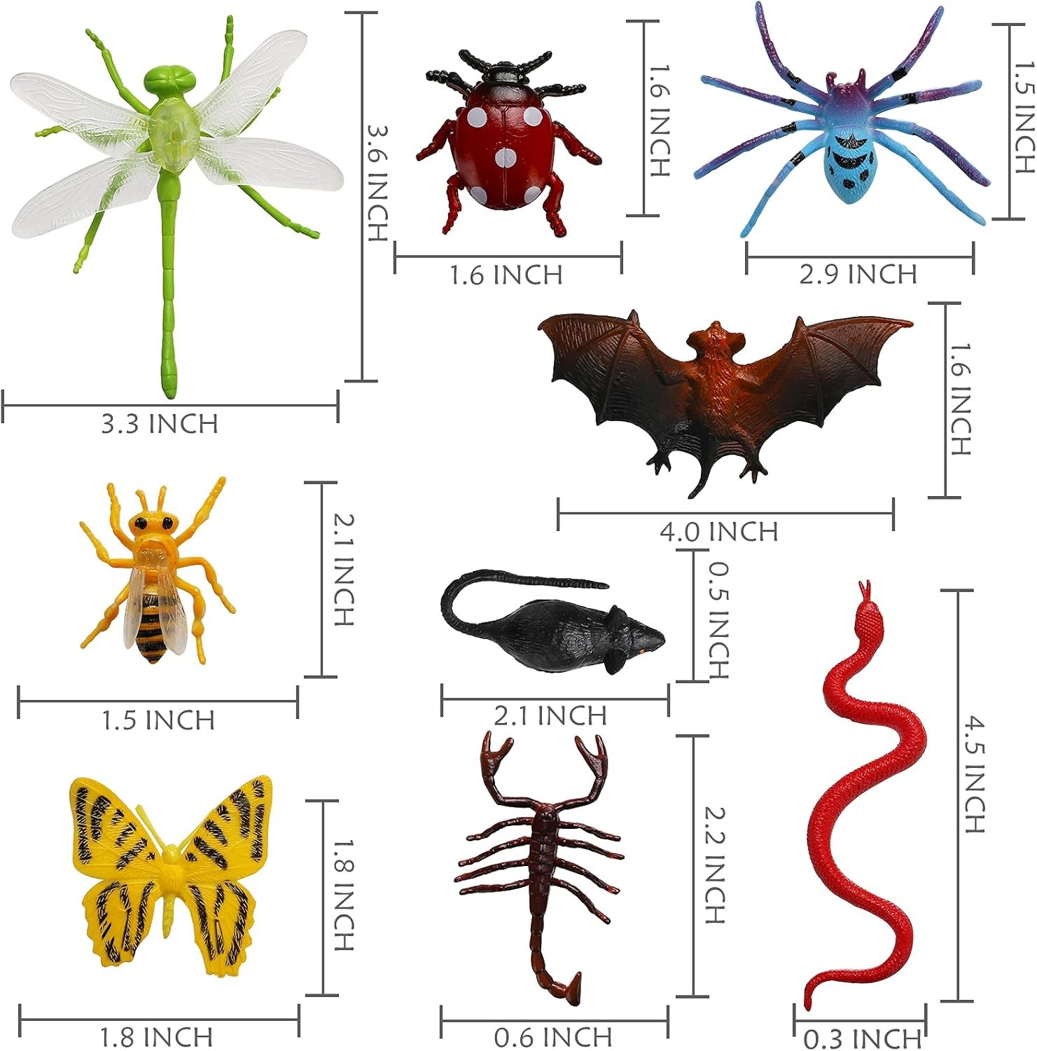 73 Pack Plastic Fake Mini Bugs Set, Realistic Insects Toy for Multi_color