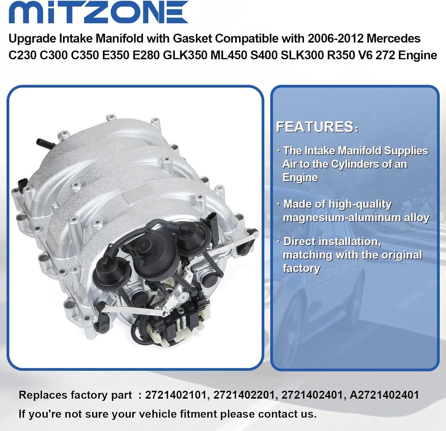 Intake Manifold with Gasket with Mercedes C230 C300 C350 E350 E280 GLK350 ML450