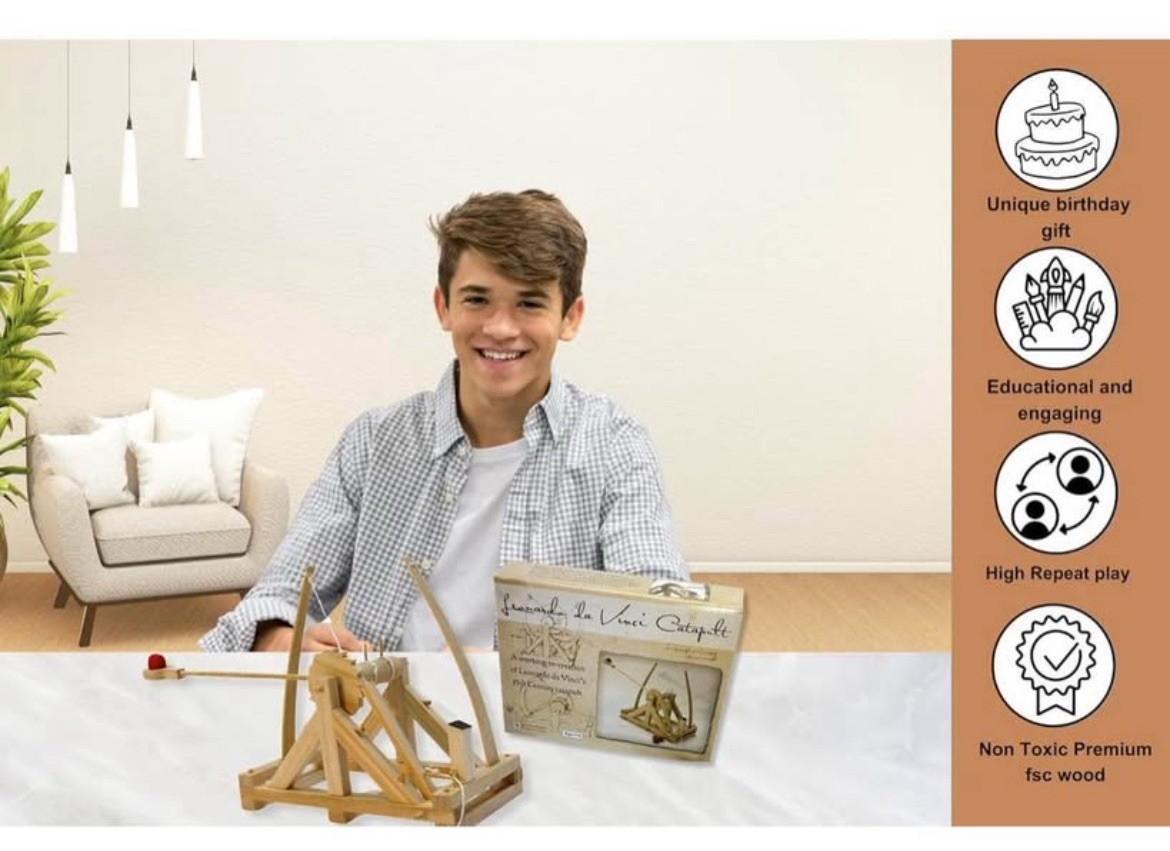 Leonardo da Vinci Catapult Toy Wooden Model Building Kit Age 14+ Pathfinders NEW