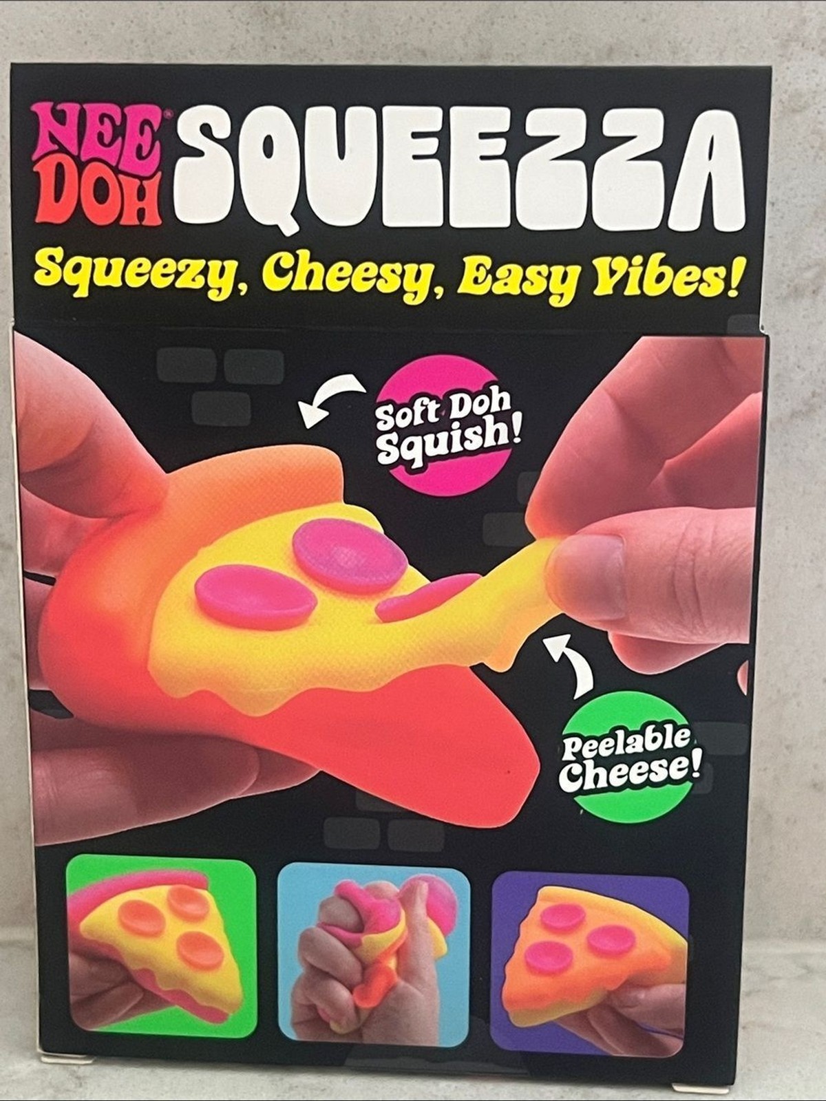 NeeDoh Pink, Yellow & Orange Squeezza Pizza Nee Doh Squishy Sensory Fidget Toy
