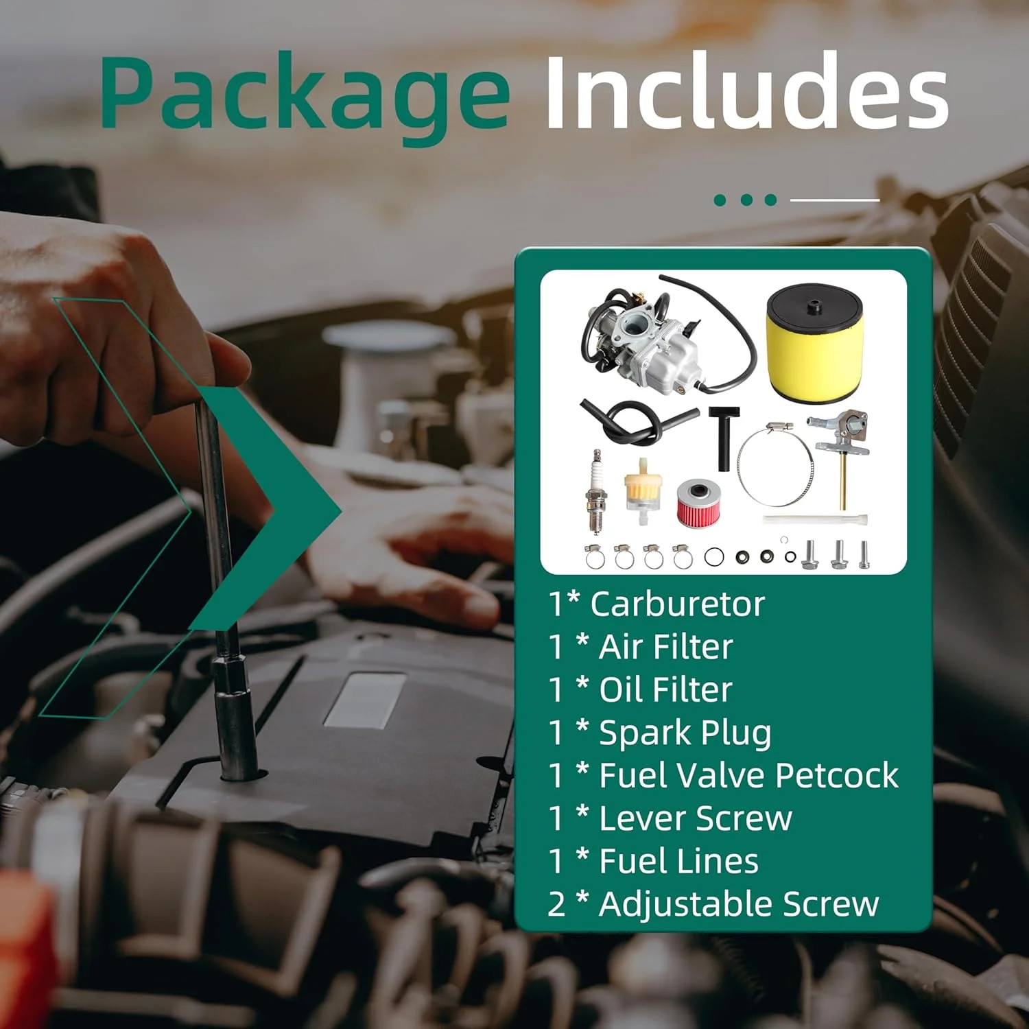 250 Carburetor with Fuel Tank Petcock Valve Set Fits for Honda TRX 250 Recon250