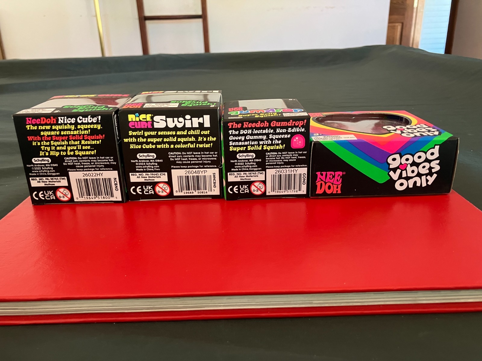 Needoh 4 Lot Nice Cube Pink Swirl Green Gumdrop Orange Good Vibes Only Pink