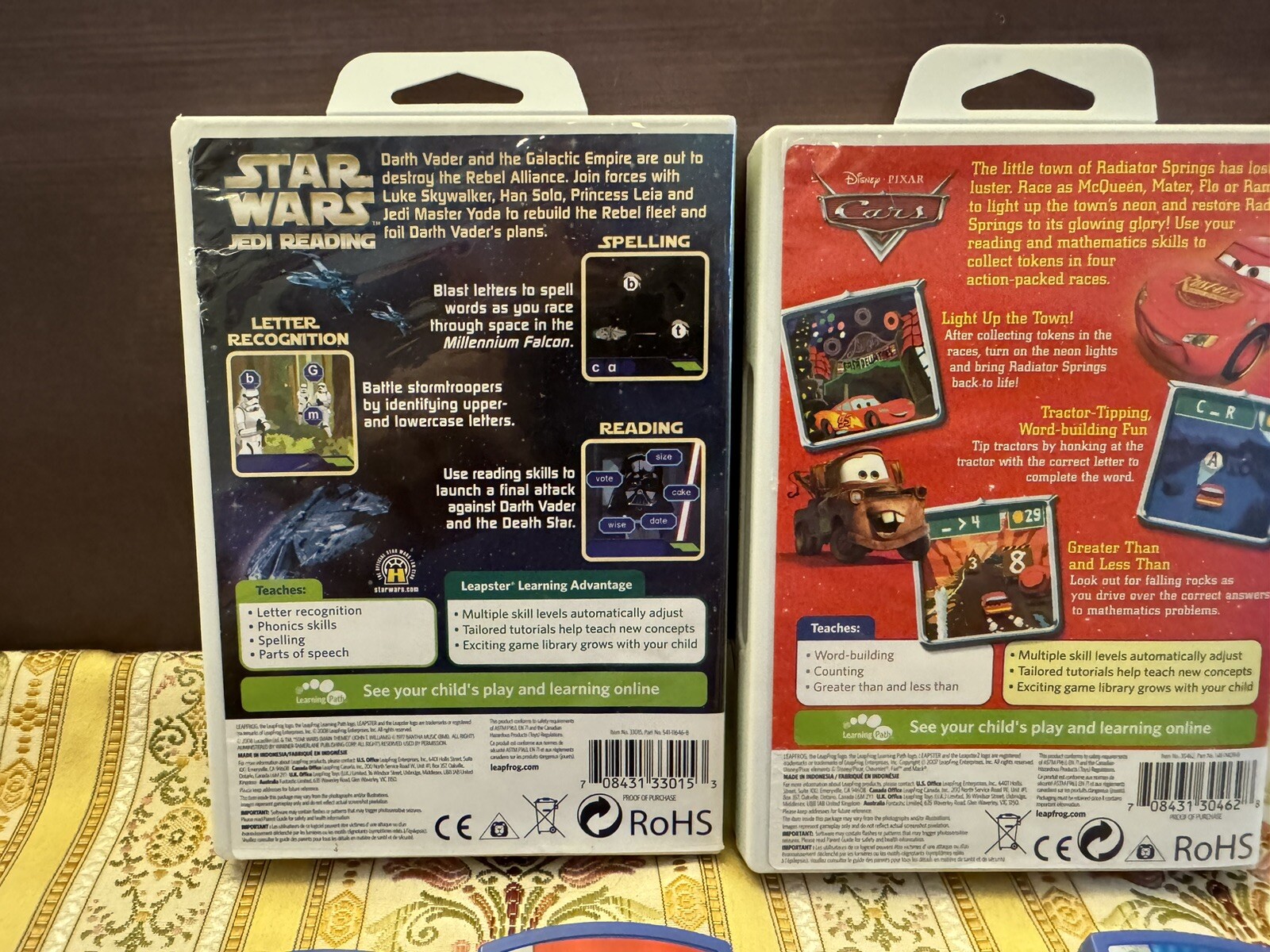 Leap Frog Leapster Learning System Game Cartridges LOT of 8 Cars Star Wars