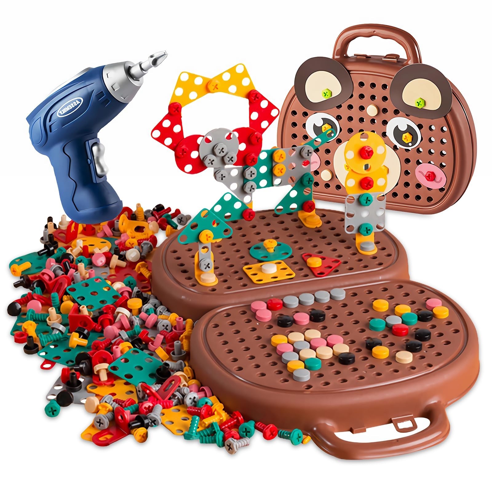 Magic Montessori Play Toolbox with Drill, 203Pcs Magic Montessori Play Toolbo…