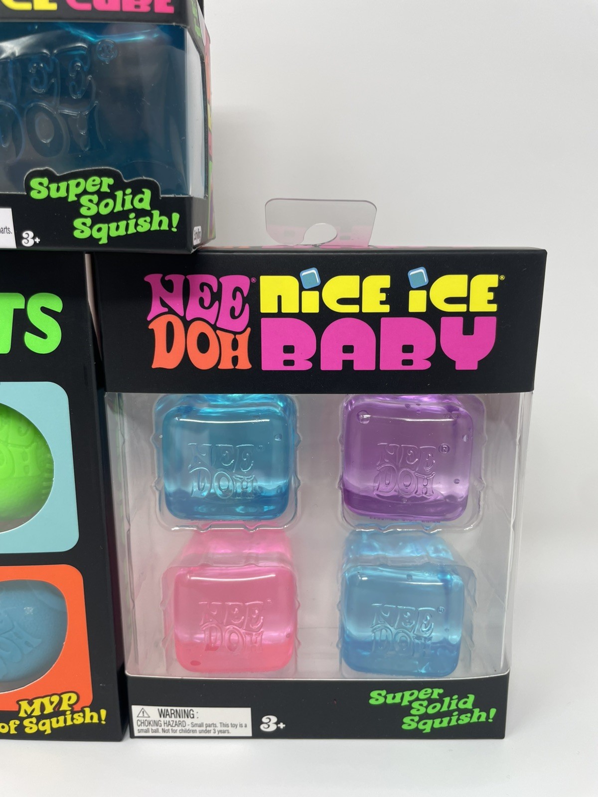 Nee Doh NICE ICE BABY HOT SHOTS 4 Pack & NICE CUBE LOT Squishy Toy TikTok Viral
