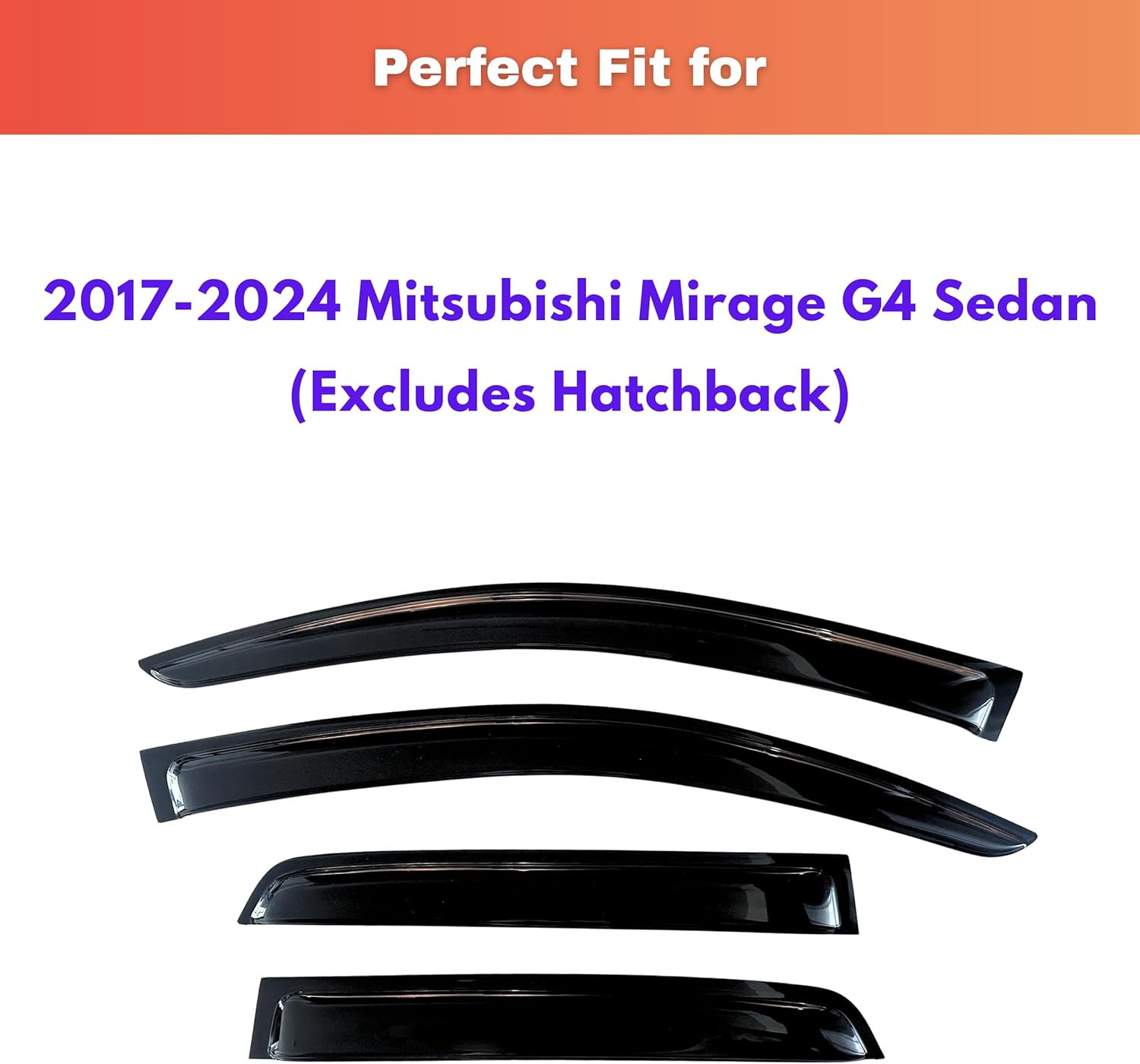 Rain Guards Fit for 2017-2024 Mitsubishi Mirage G4 Sedan, Out-Channel Window Vis