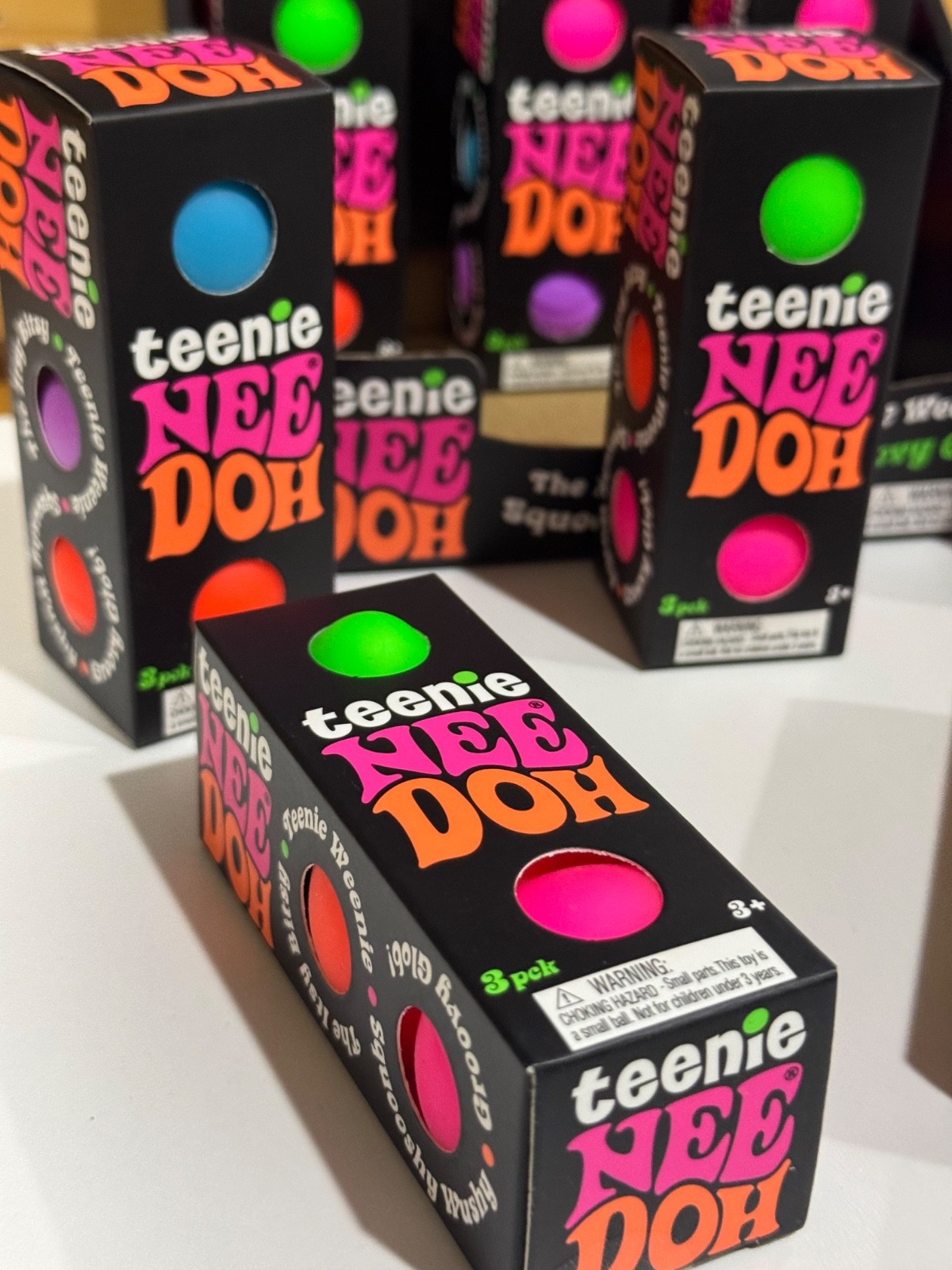Nee Doh Teenie Groovy Glob Squeeze Toys 3 Pack, Assorted Colors, Ages 3+