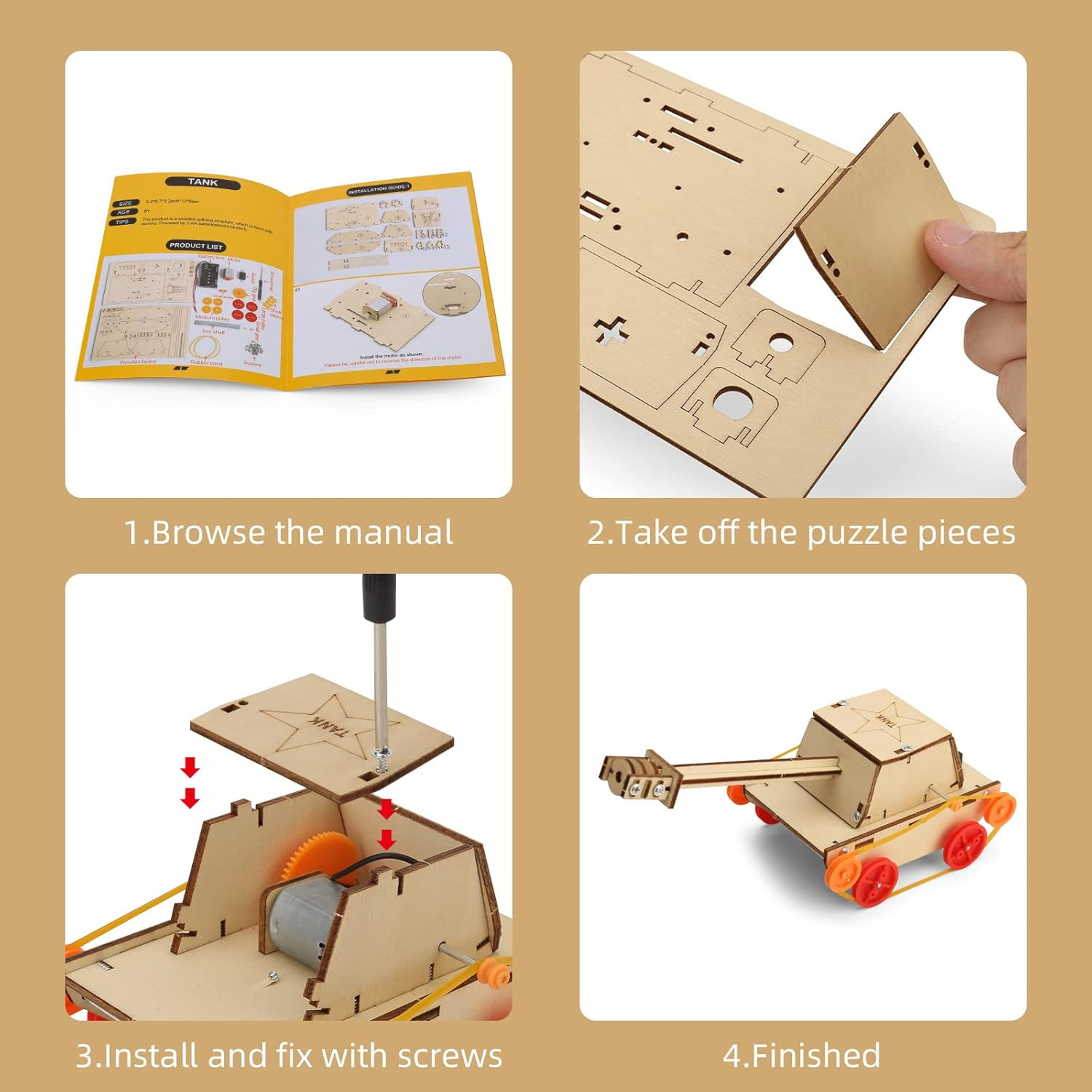 Yutin STEM Kits for Kids Age 8-10 10-12, 6 Set Wood Building Projects Crafts Sci