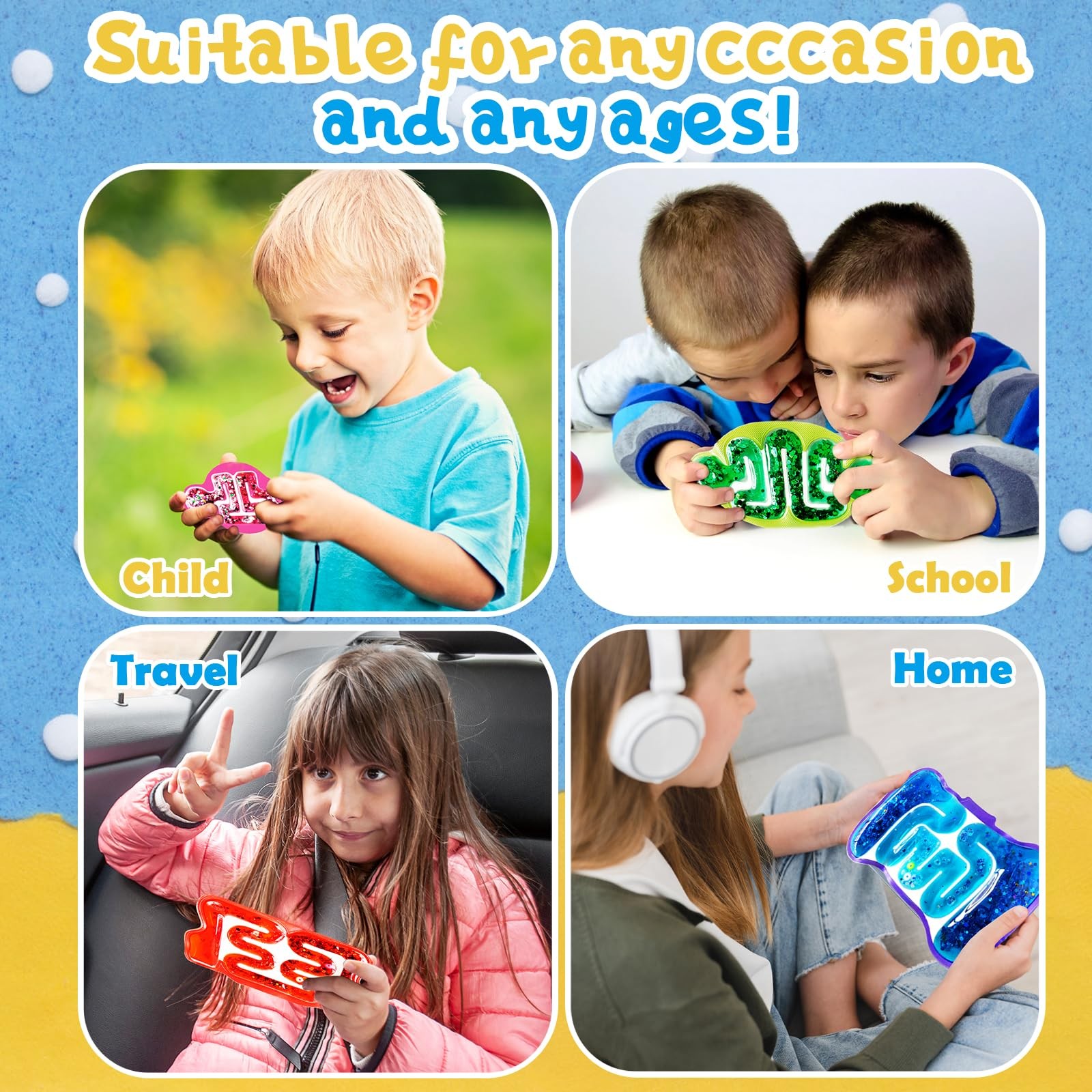 8 Pack Squeeze Fidget Toys for 8 Squishy Sensory Toys, Colorful