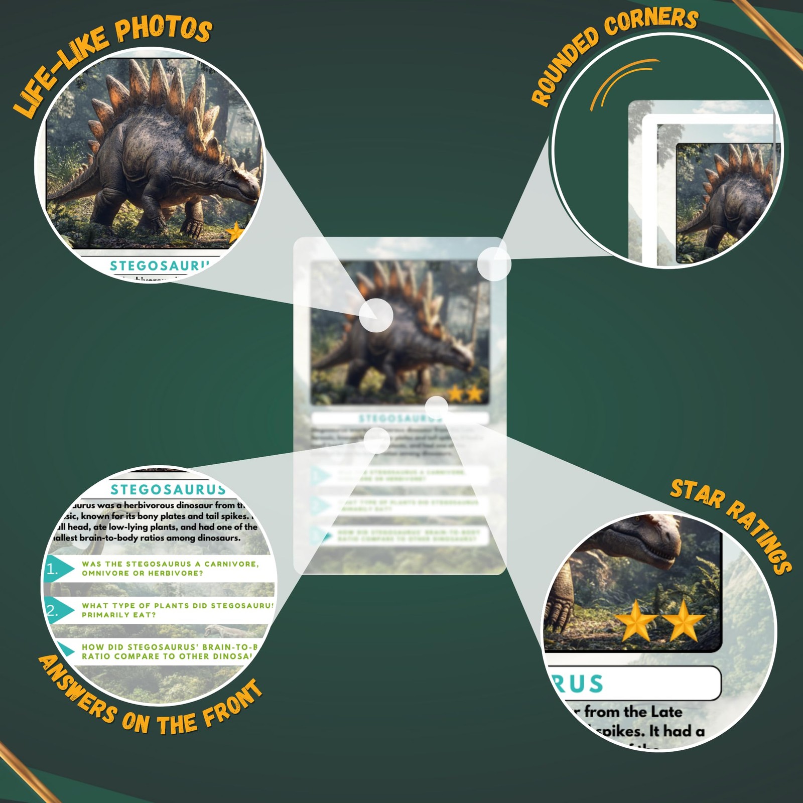 Dinosaur Trivia Flash Cards for Ages 3+, Educational Dinosaur Learning Game, …