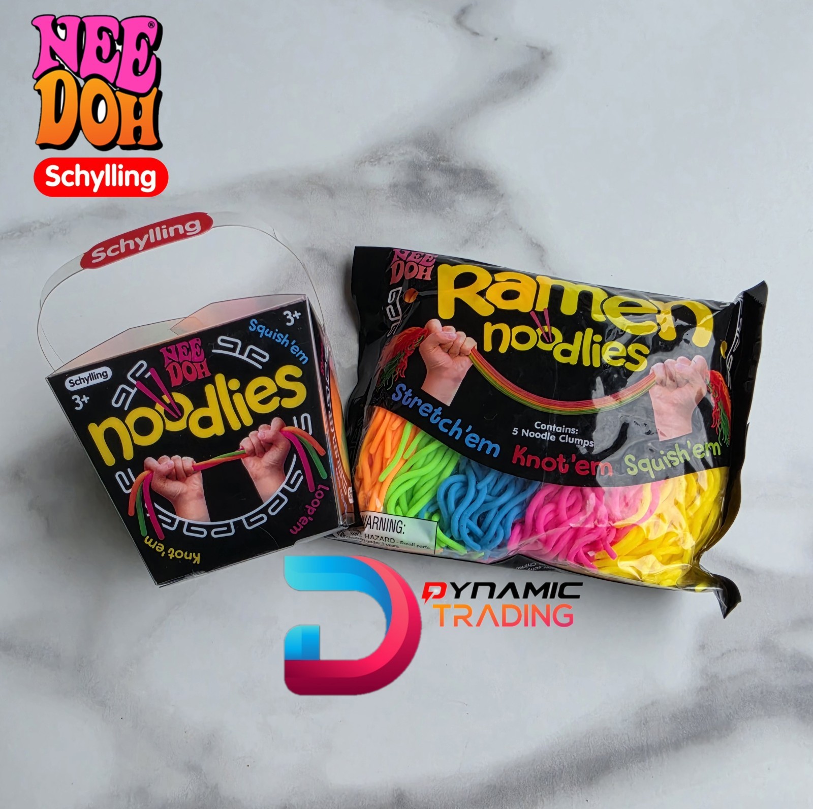 NeeDoh Ramen Noodlies Bundle Set Nee Doh Sensory Fidget Squishy Noodles Toy NEW