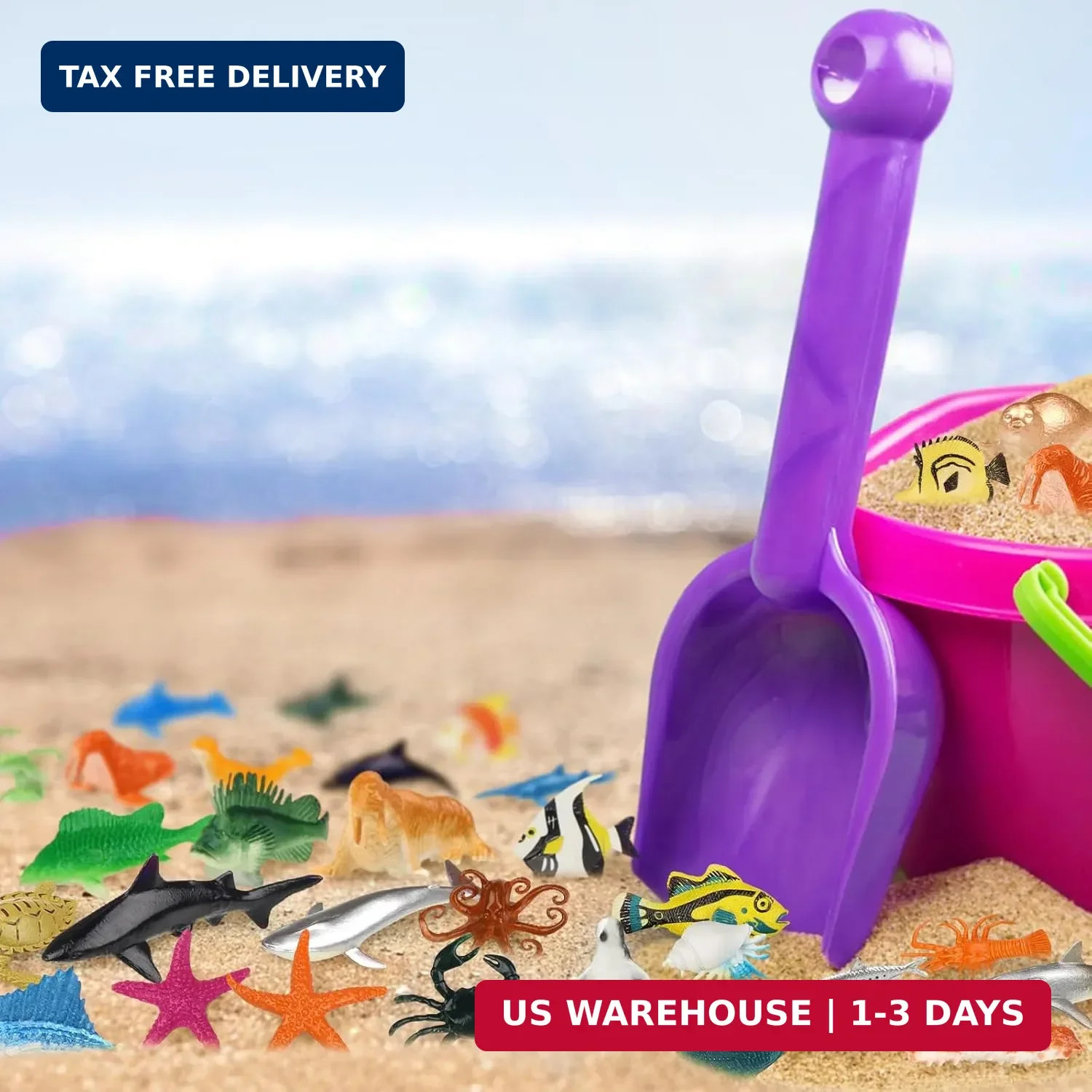 54 Pack Assorted Mini Vinyl Plastic Ocean Sea Animal Figures Toy Set, Realistic