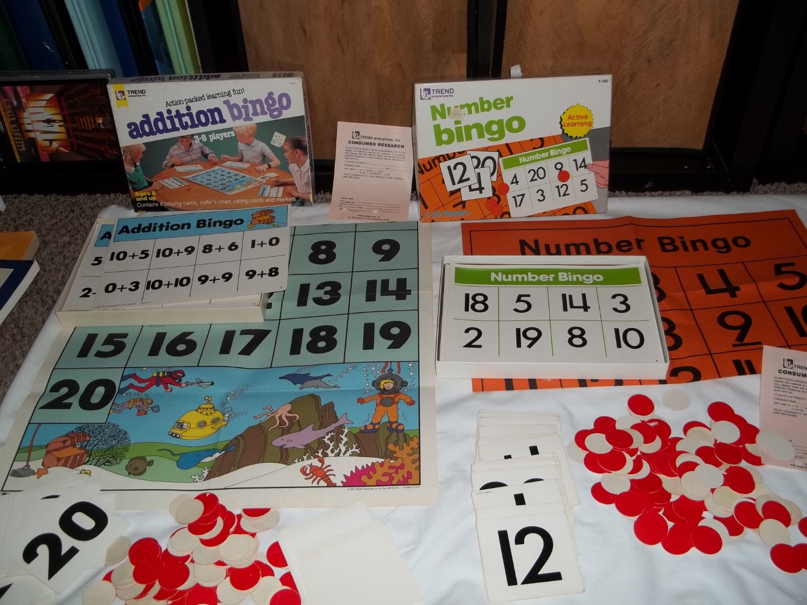 2 VTG TREND enterprises games Number & addition BINGO 1984 & 87 Complete NICE!!!