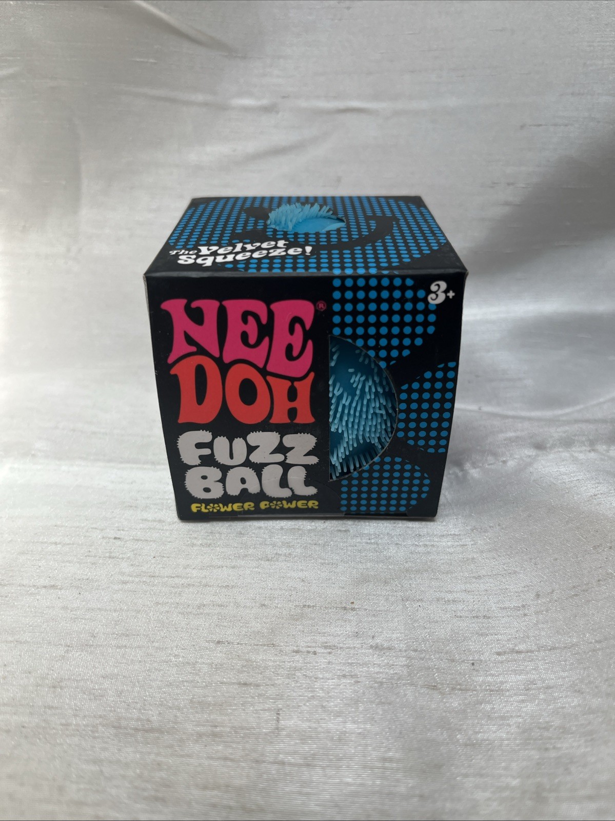 BLUE Needoh FUZZ BALL Flower Power Nee Doh Squish Stress Ball NEE-DOH Fuzzball
