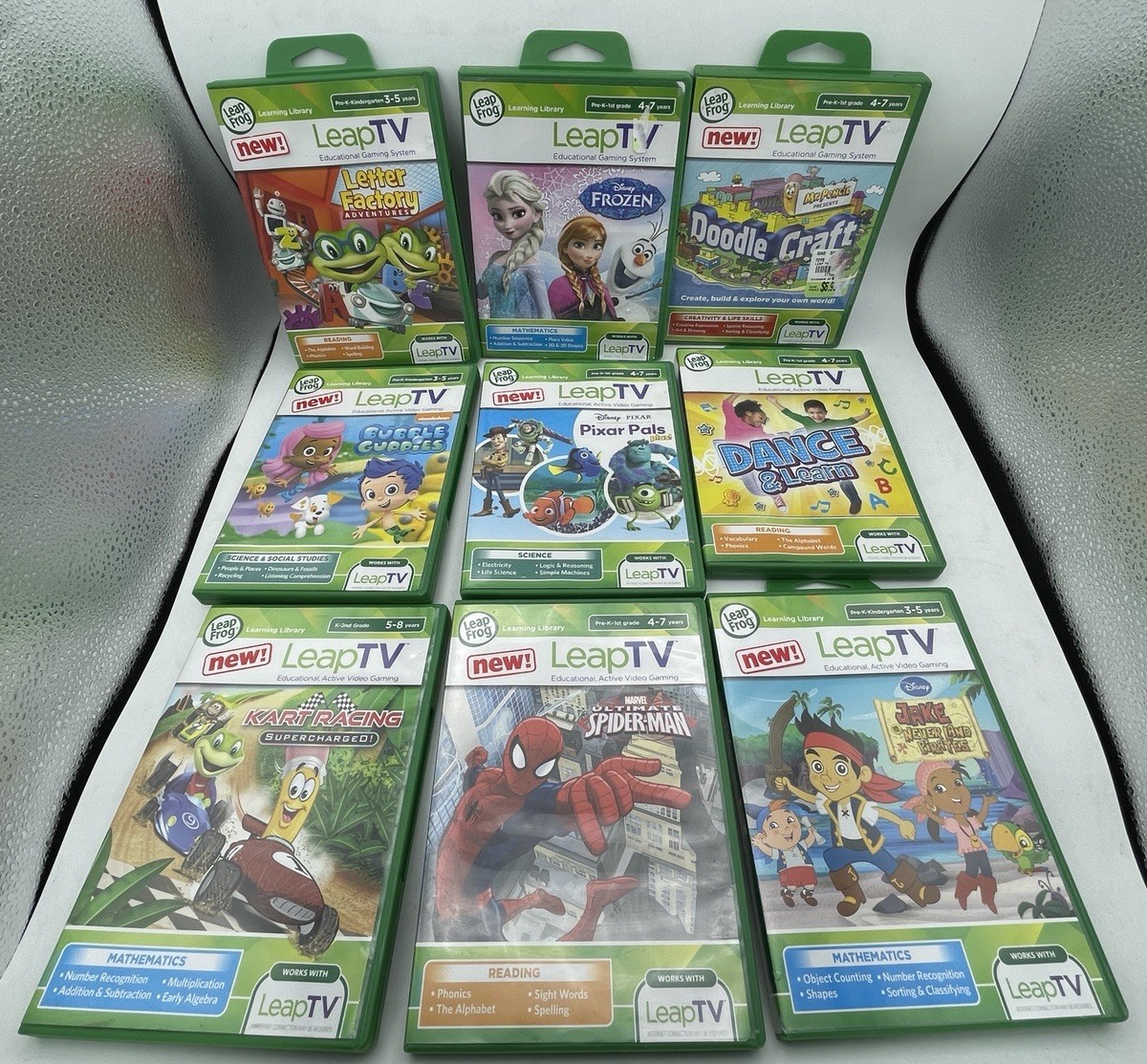 Leap Frog Leap TV Educational Video Game Lot of 9 Disney Nickelodeon & More