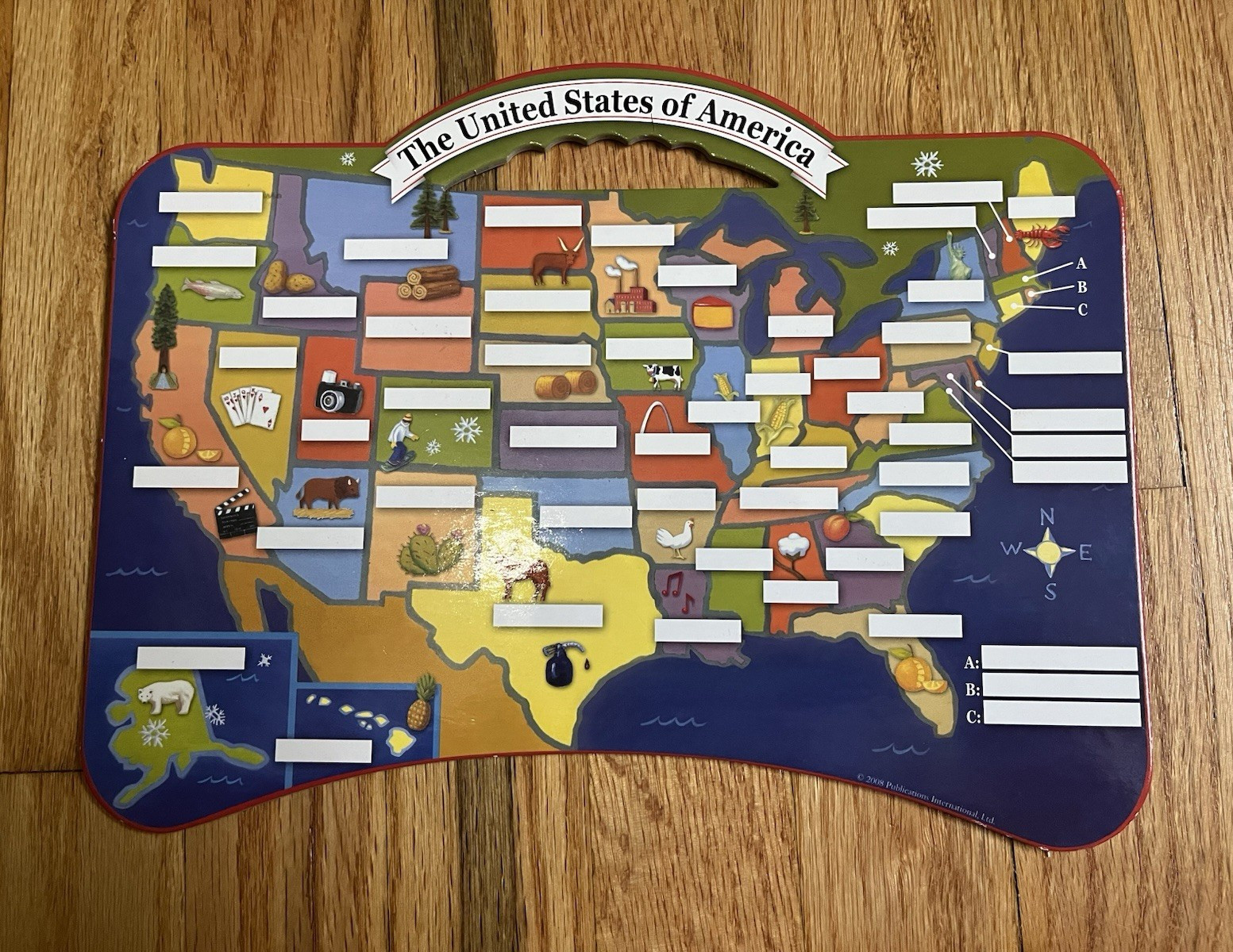 Publications International USA Map License Plate Learning Board Puzzle, 2010