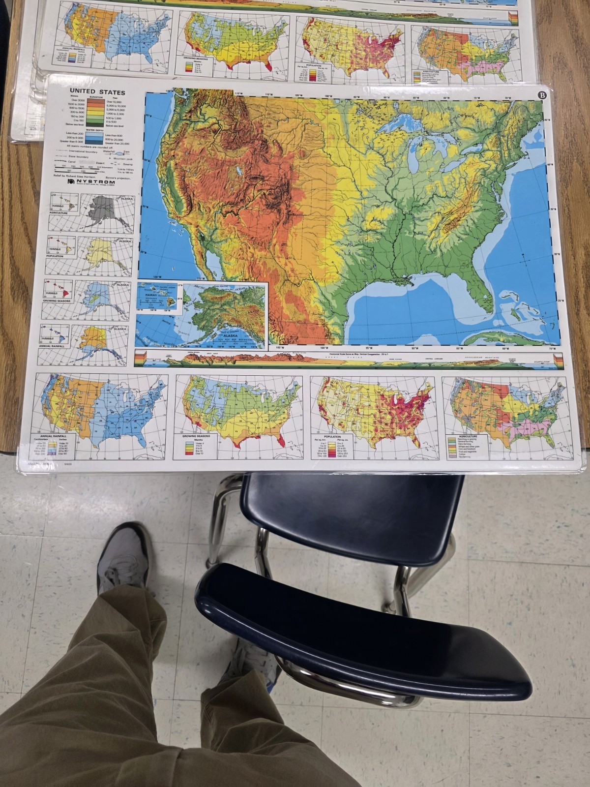 10 Nystrom Laminated 2 Sided United States Geography Map 22″ X 17″ Homeschool