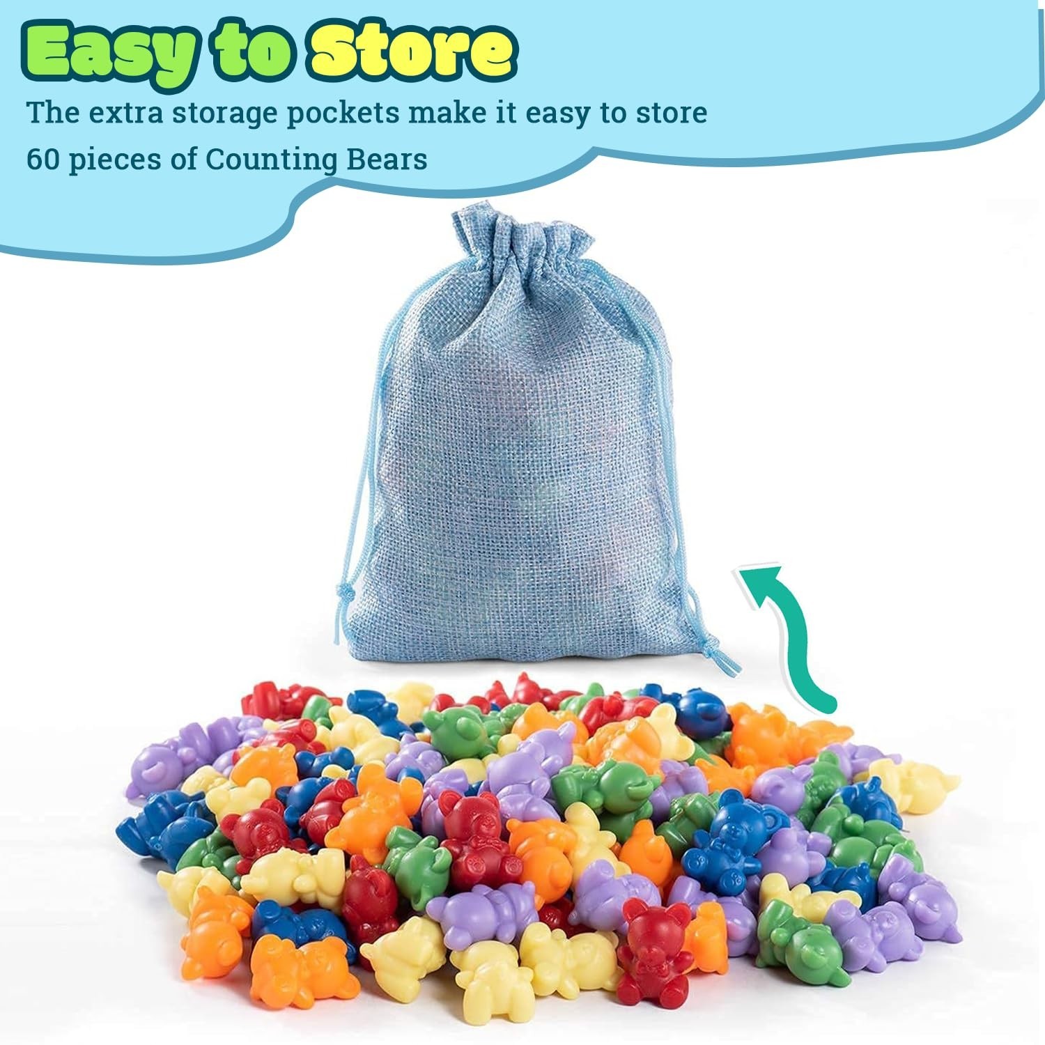 XINHUIDALSQ Rainbow Counting Bears Set of 60, 6 Colors Sorting Teddy Plastic …