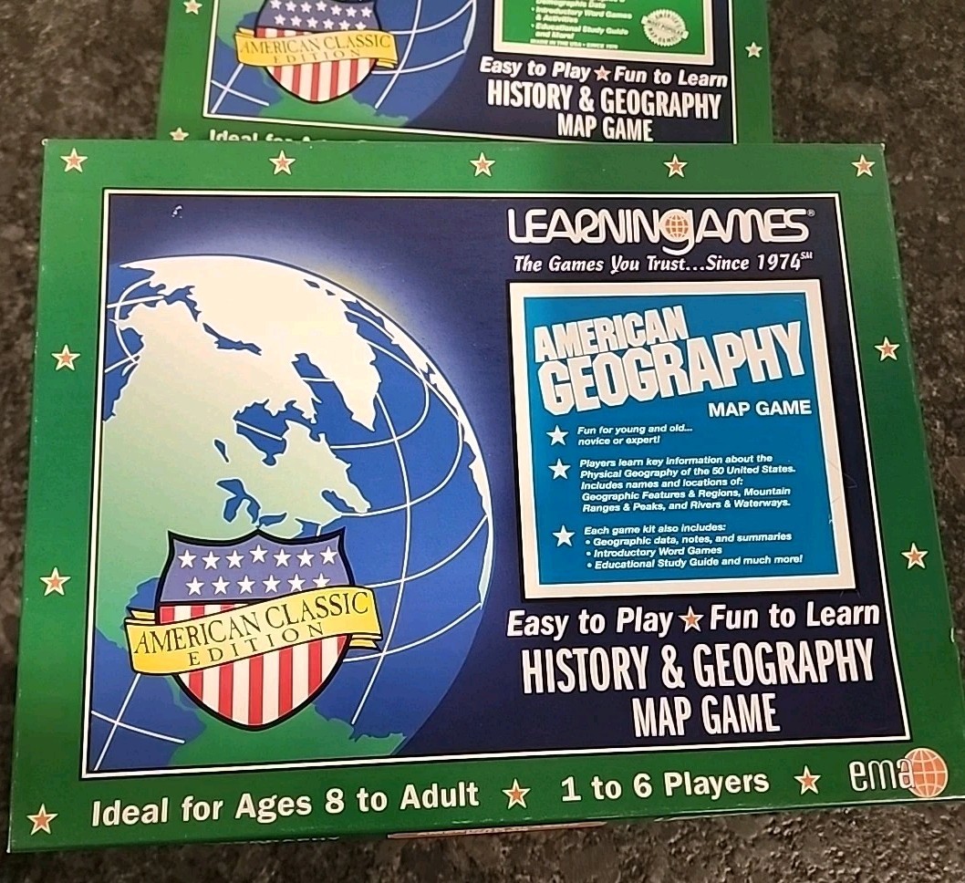 Lot of 8 NIB Vintage Learningames History & Geography Map Games NEW & COMPLETE