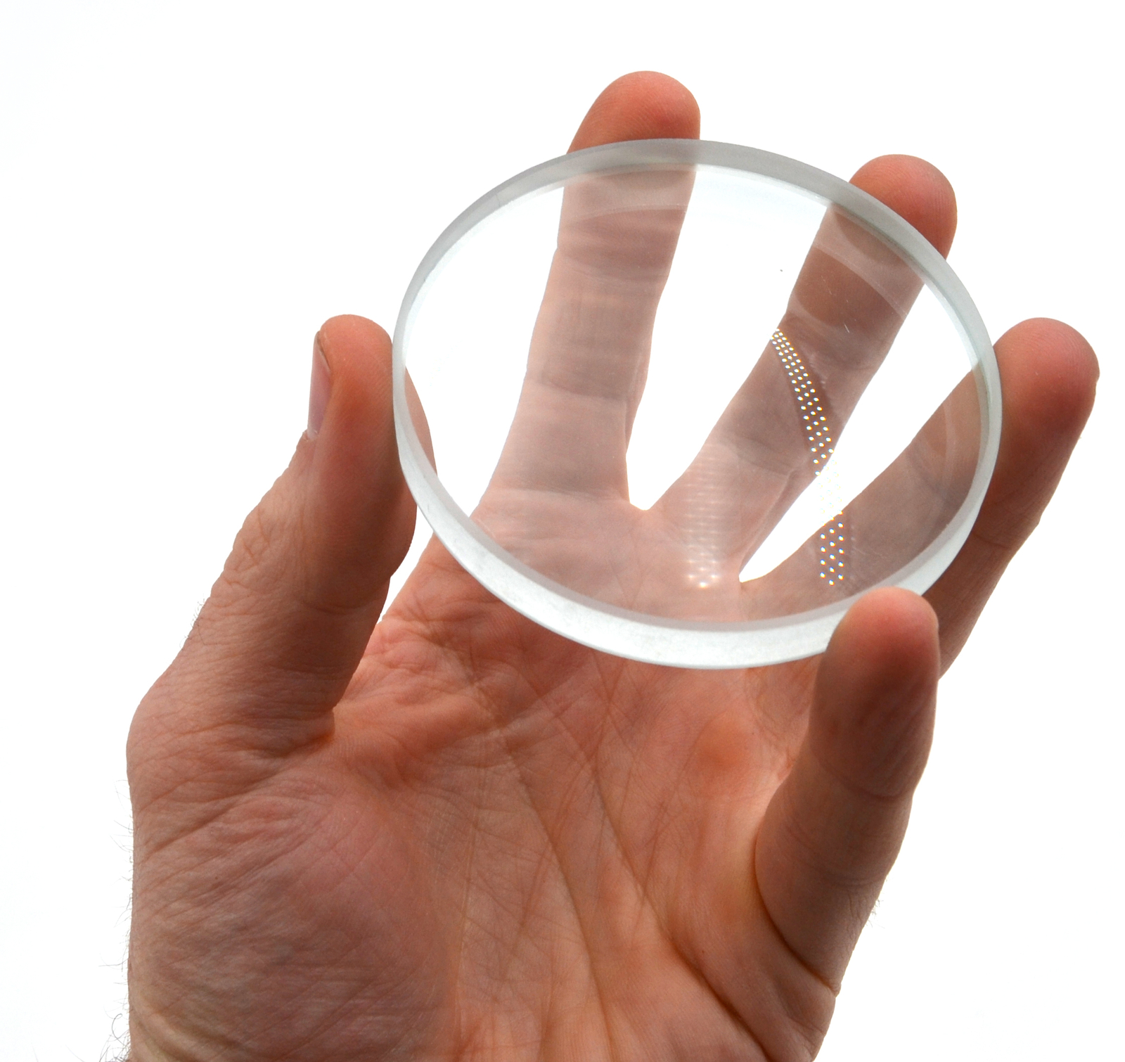 Optical Glass Lens, Double Concave, 75mm Diameter, 20cm Focal Length