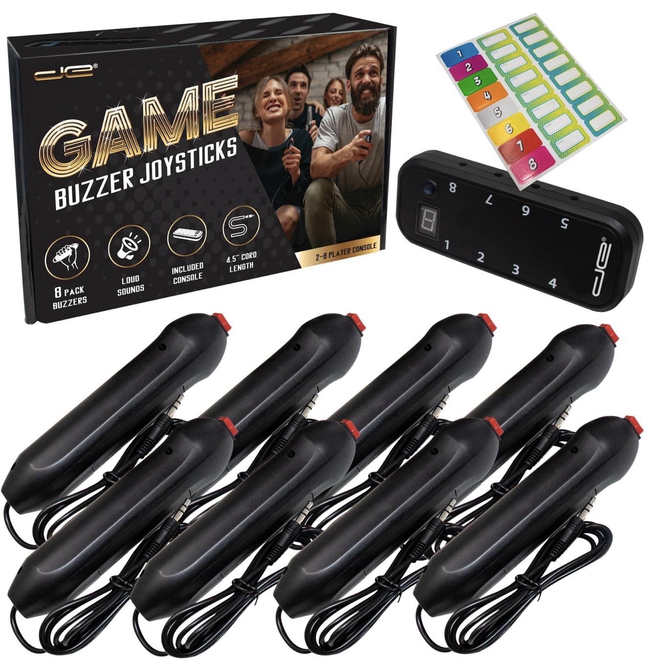 8 Player Game Show Buzzer System Wired Console Trivia Classroom Set Family Feud