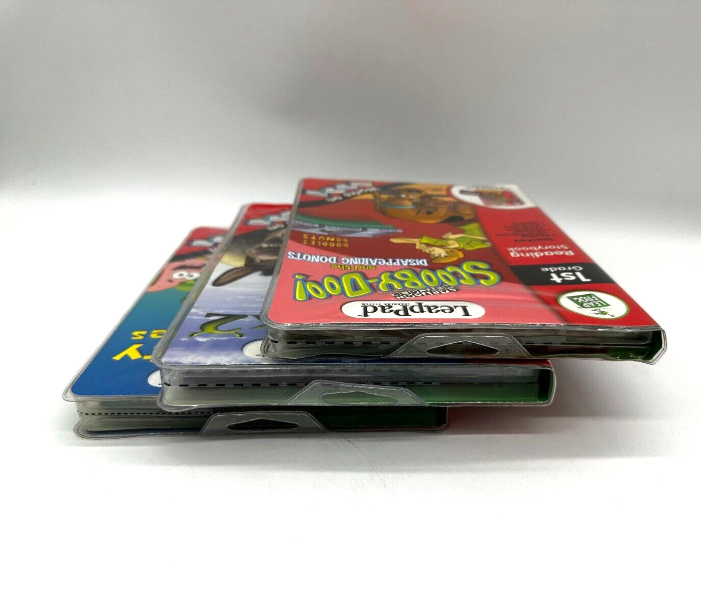 Lot 3 NEW Leap Frog Interactive Book & Cartridge SpongeBob, Scooby-Doo, Shrek 2