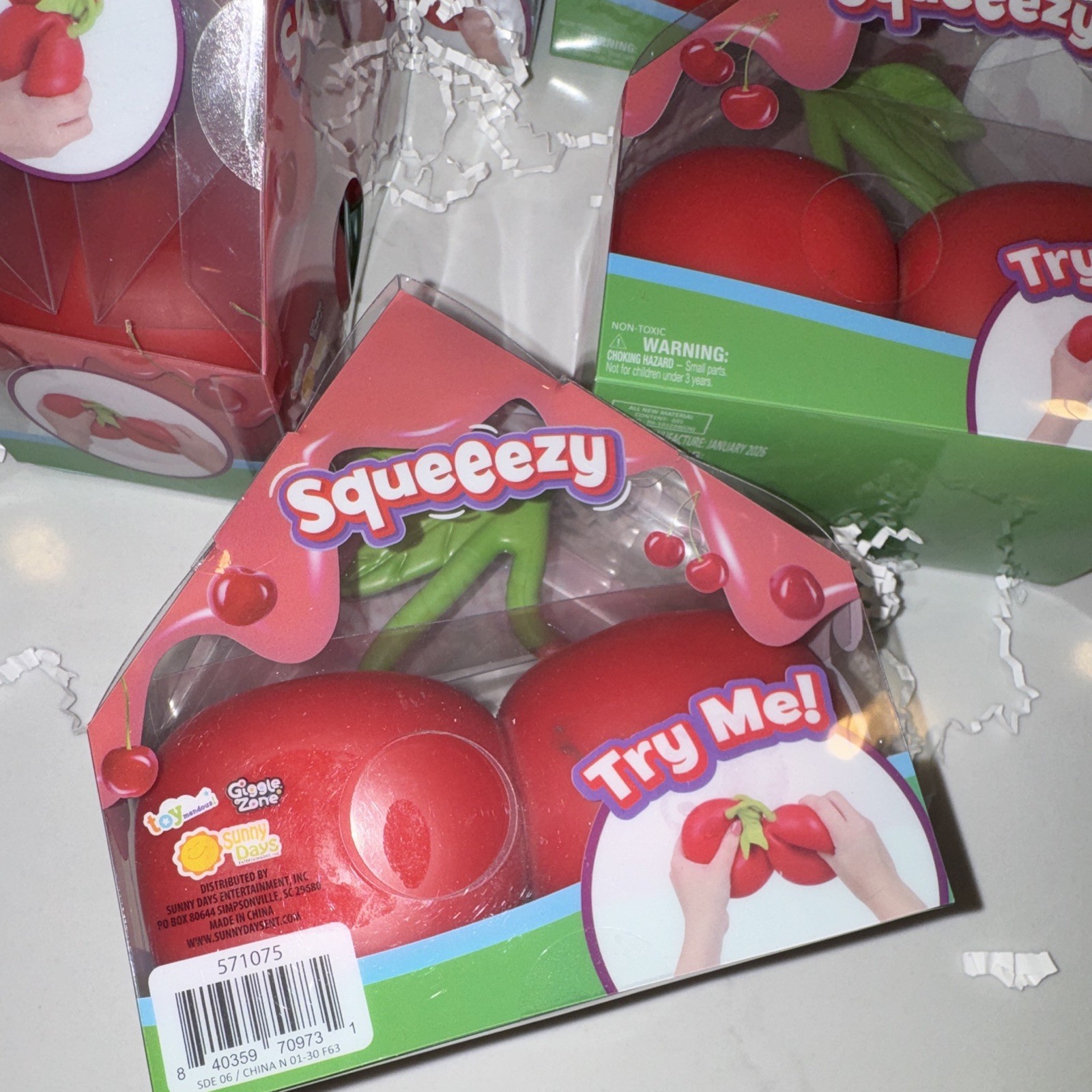 🍒 Sunny Days Squeezy Cherry Jumbo Size Squishy Toys Lot of 6 🍒