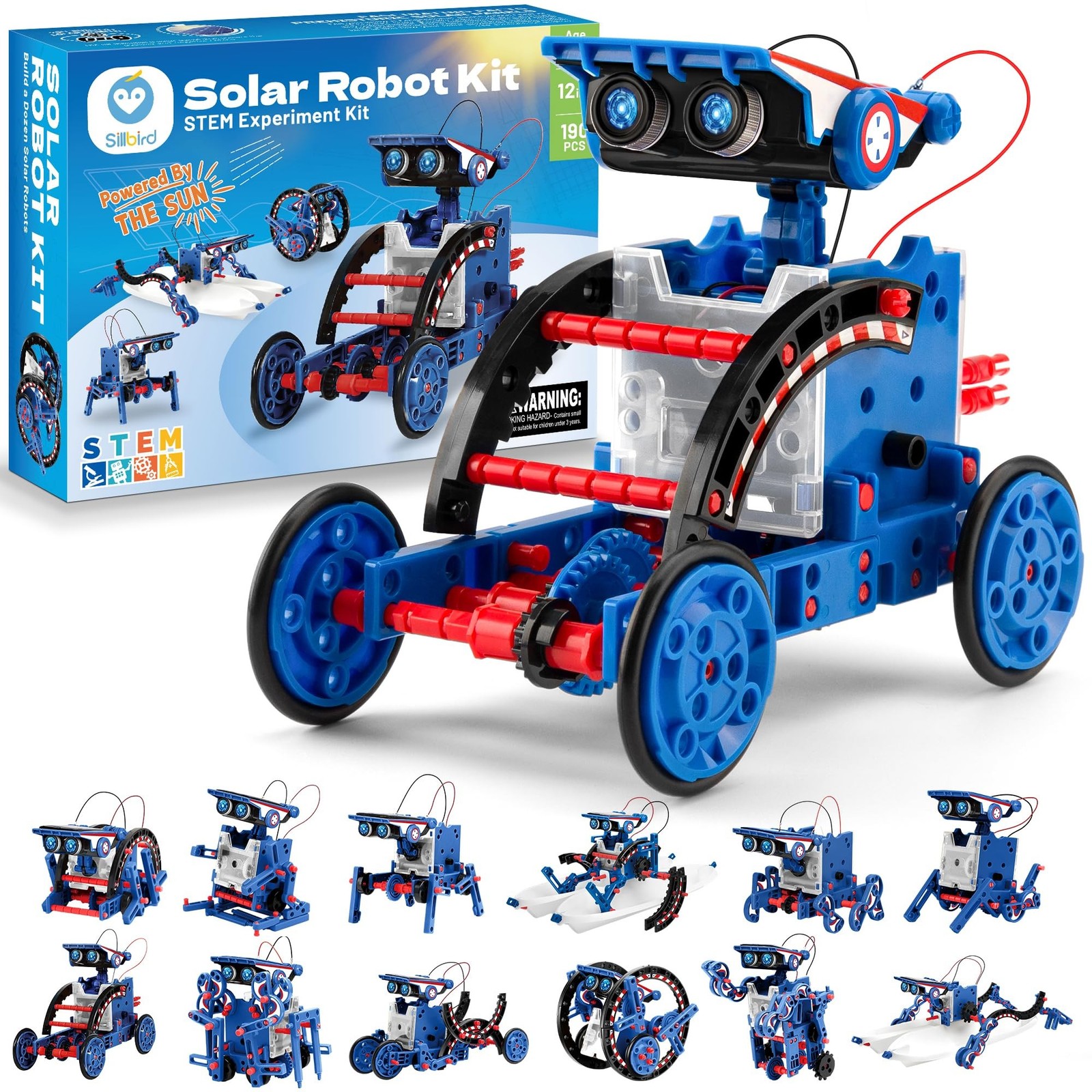 Sillbird Solar Robot Building Kit STEM Gift for Boys Aged 8-12, 12-in-1 DIY S…