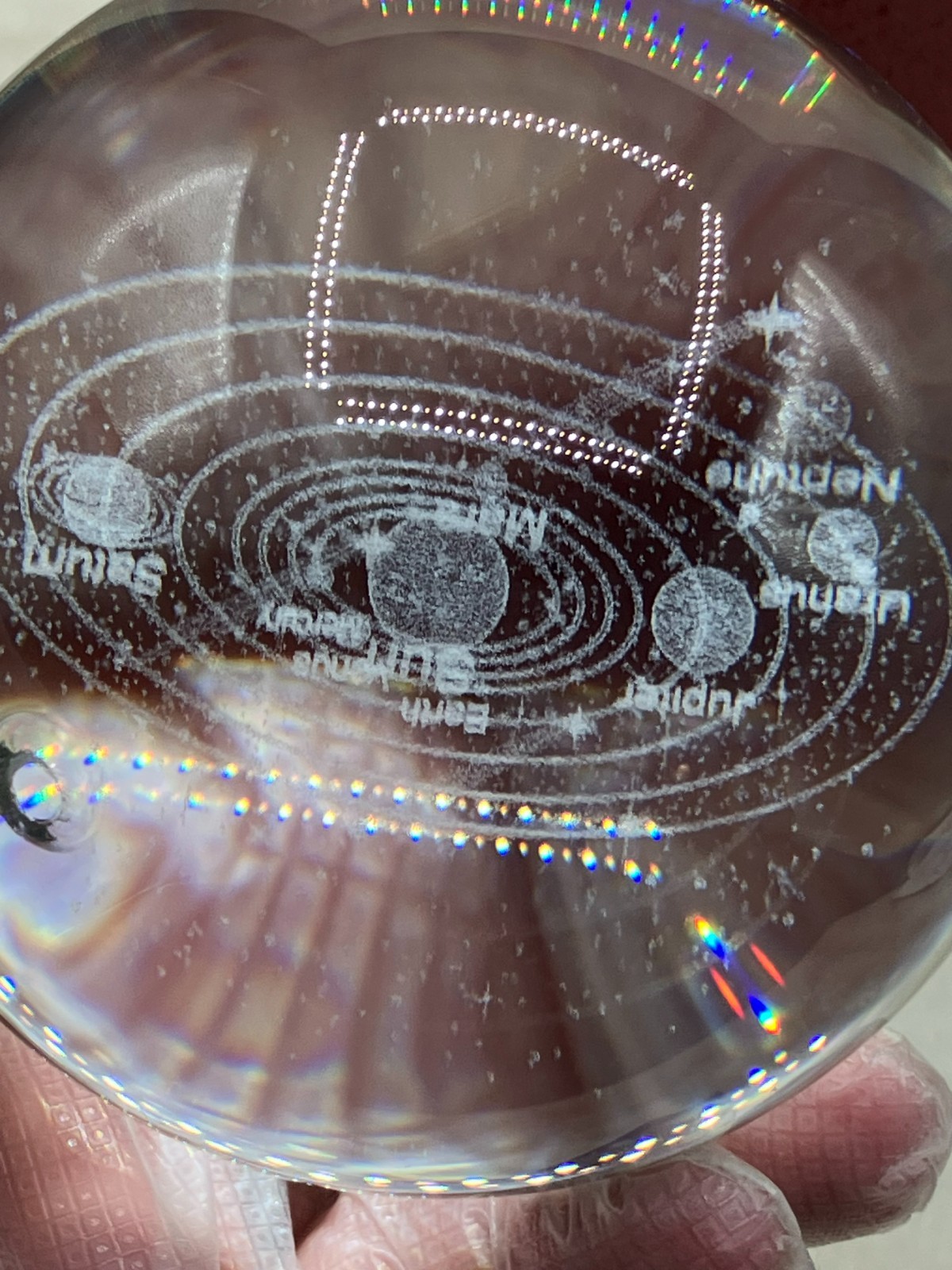 3D Solar System Crystal Ball Laser Planets Paperweight 3.5″