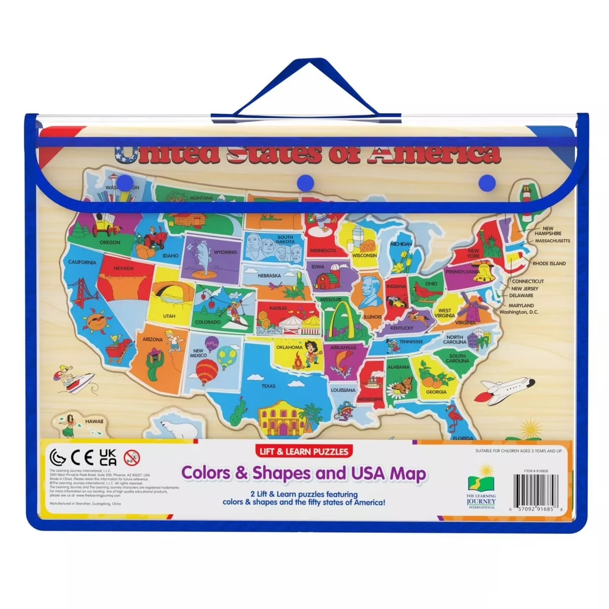 The Learning Journey Lift and Learn Puzzles Colors and Shapes + USA Map 2 Pack