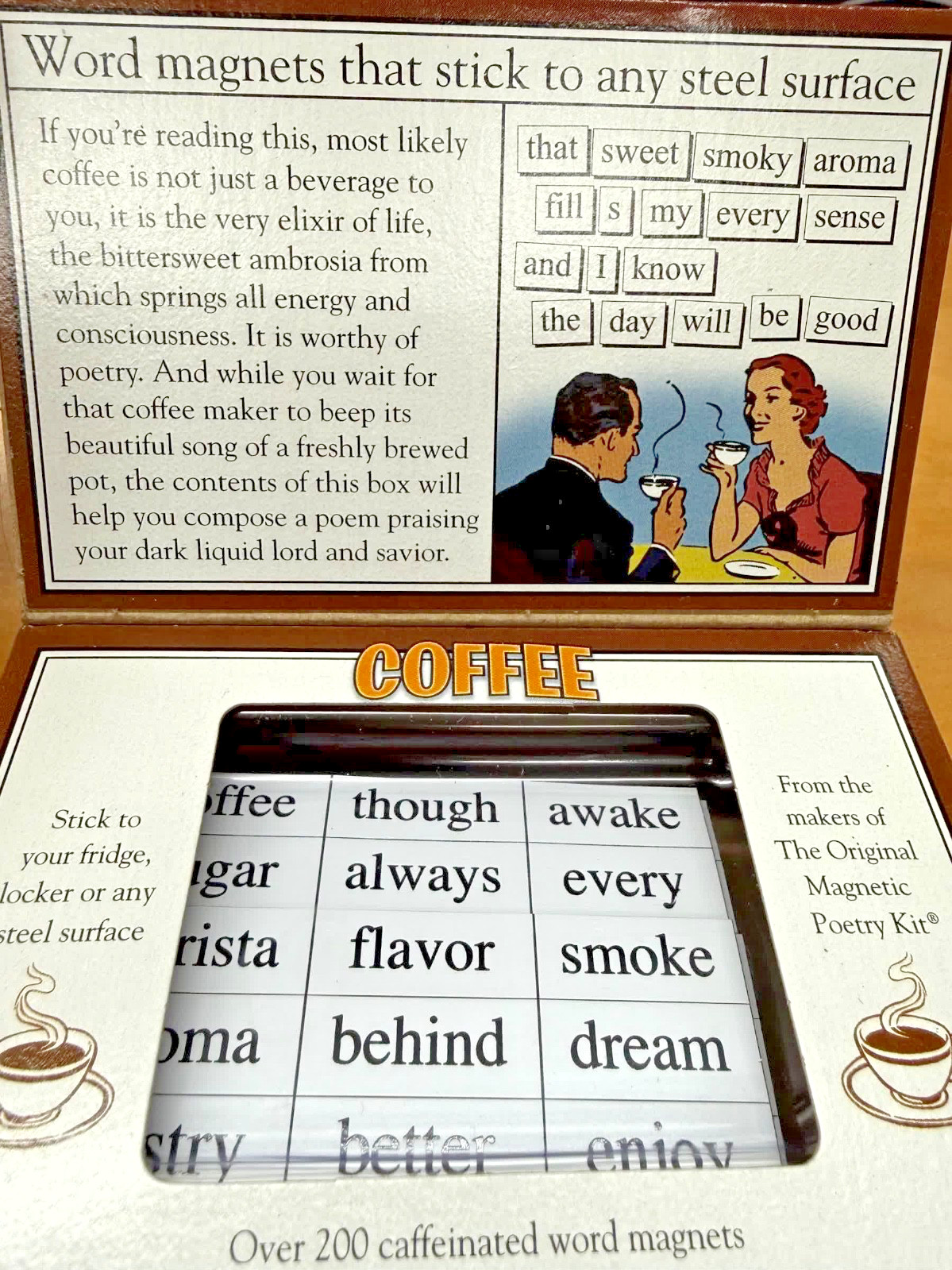 Magnetic Poetry Kit Coffee 200+ Words Fridge Magnets NEW SEALED