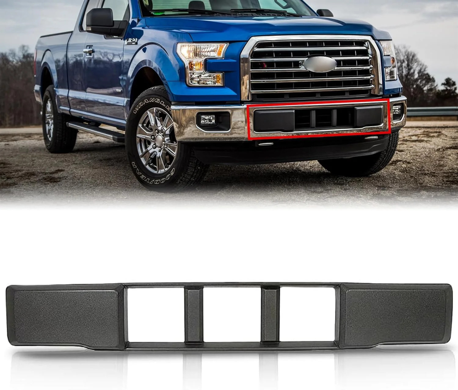 Front Lower Grille Trim Panel Compatible With 2015-2017 Ford F-150 F150 Black Fr