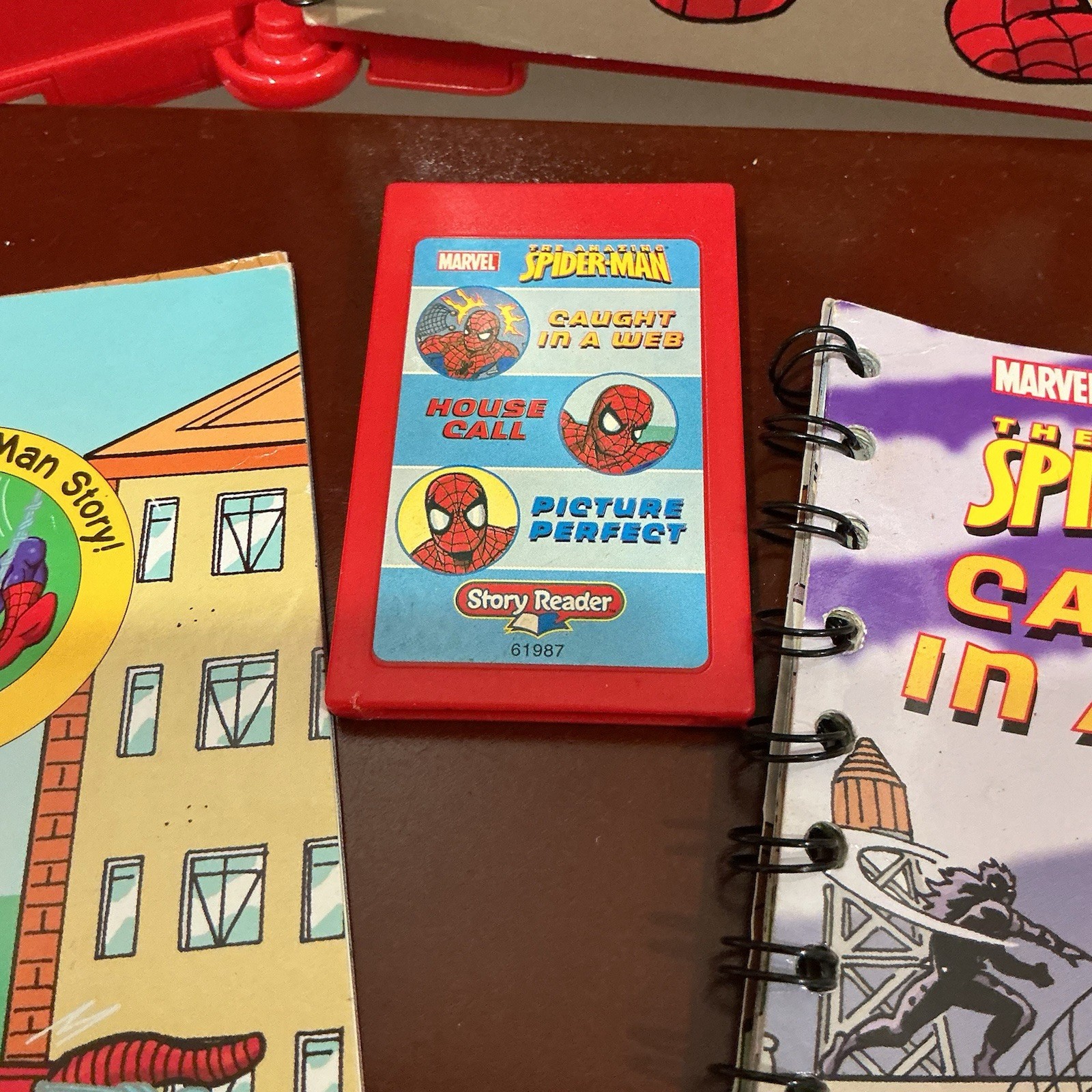 Vintage STORY READER with Three Spider Man Books & Cartridge Read Along Untested