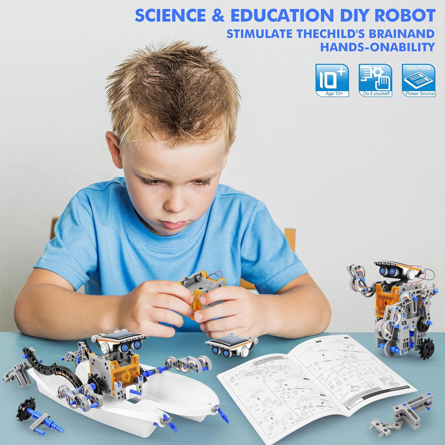 STEM 13-In-1 Education Solar Power Robots Toys for Boys Age 8-12, Educational To