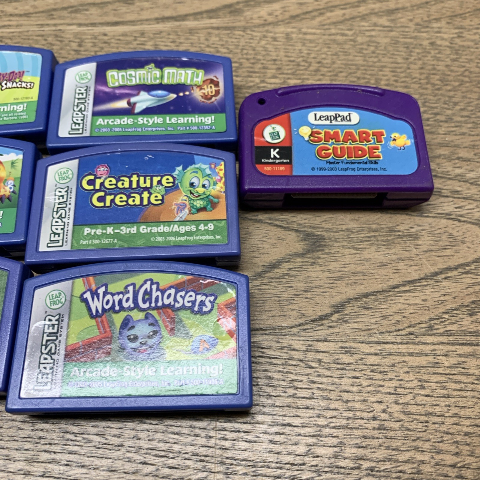 Lot Of 9 Leapster Games Math Reading Letterpillar Word chasers Scooby Ages 6-9