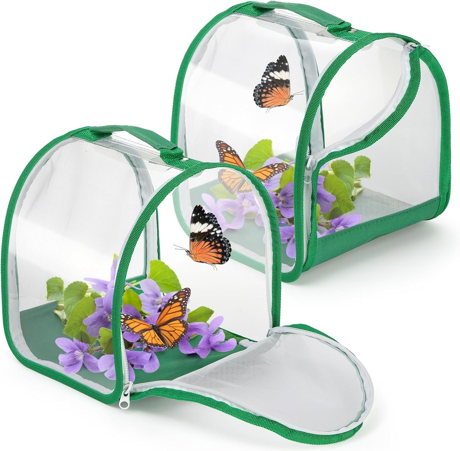 2 Pack Monarch Butterfly Habitat, 8″ Small Collapsible Insect Mesh Cage Terrariu