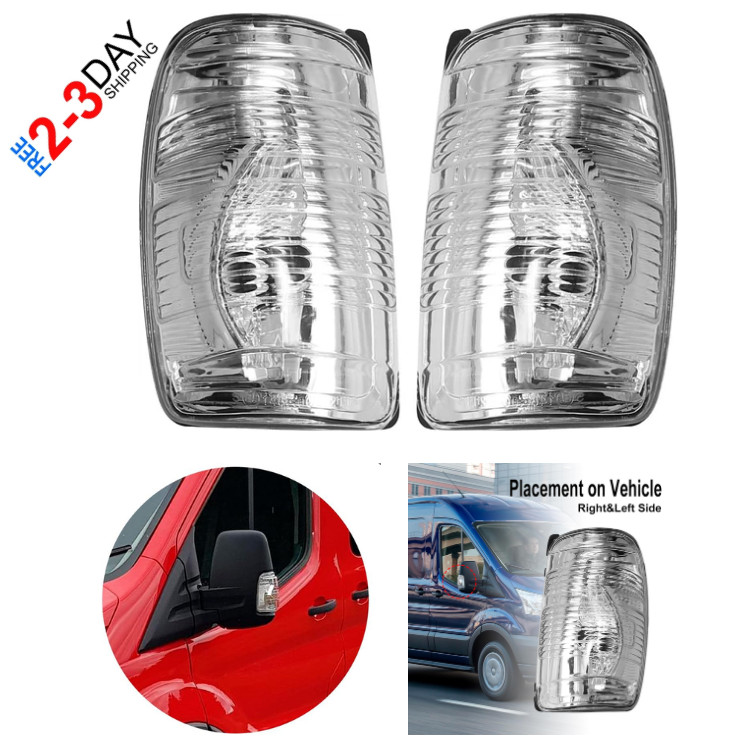 Pair Side Mirror Turn Signal Light Lens For Ford Transit  T150 250 350 2015-2021