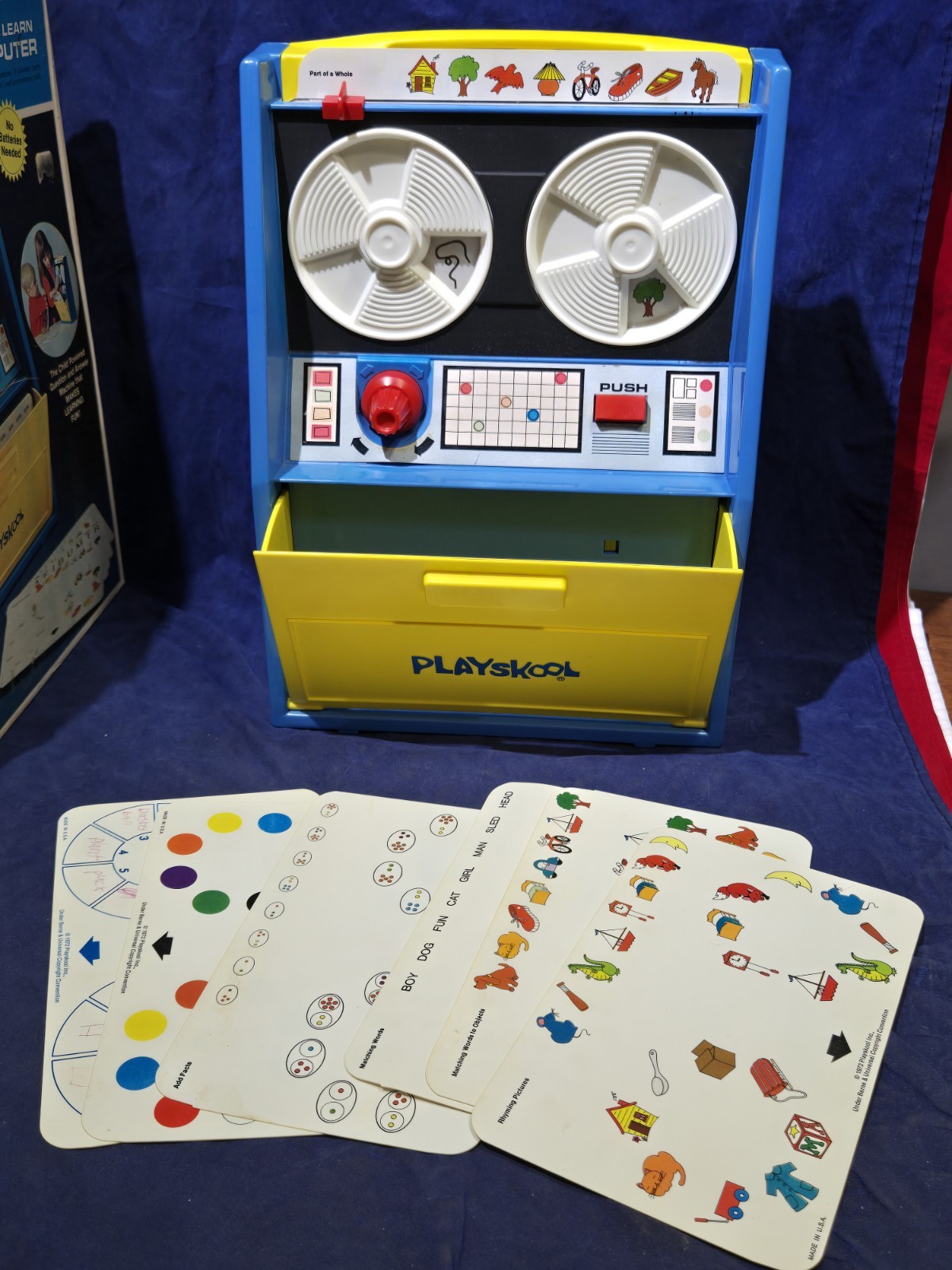 Vintage 1972 Playskool Play ‘N Learn Computer Reel to Reel Toy with 7 Cards