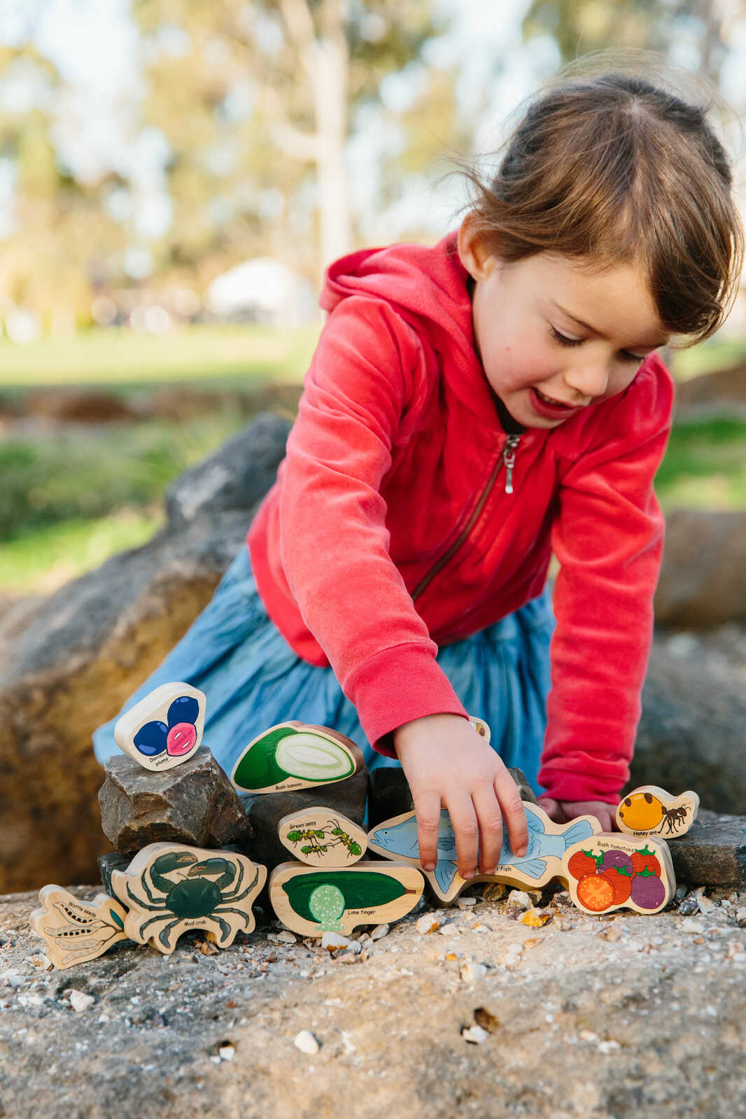 Australian INDIGENOUS Aboriginal BUSH TUCKER Traditional Foods Wooden TOY