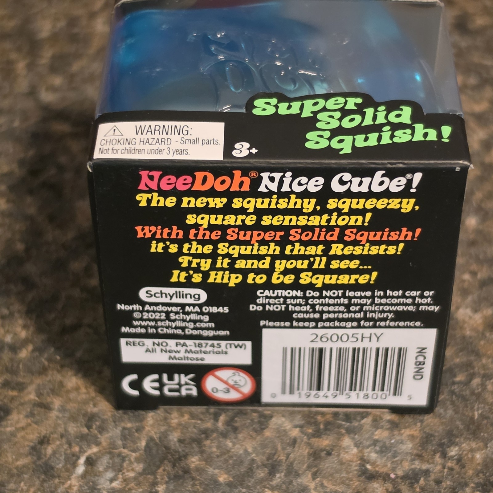 Schylling NeeDoh Nice Cube Blue Stress Ball Sensory Toy Square Shape Brand New