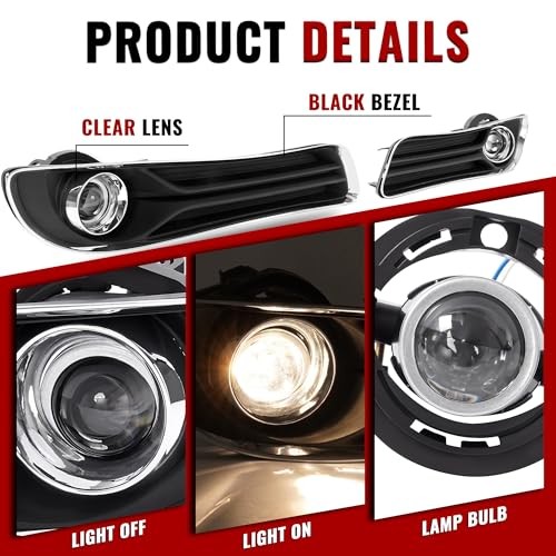 2011‑2014 Chrysler 300 LED Fog Lights w/ Bezels Clear Lens Repl 68127946AB