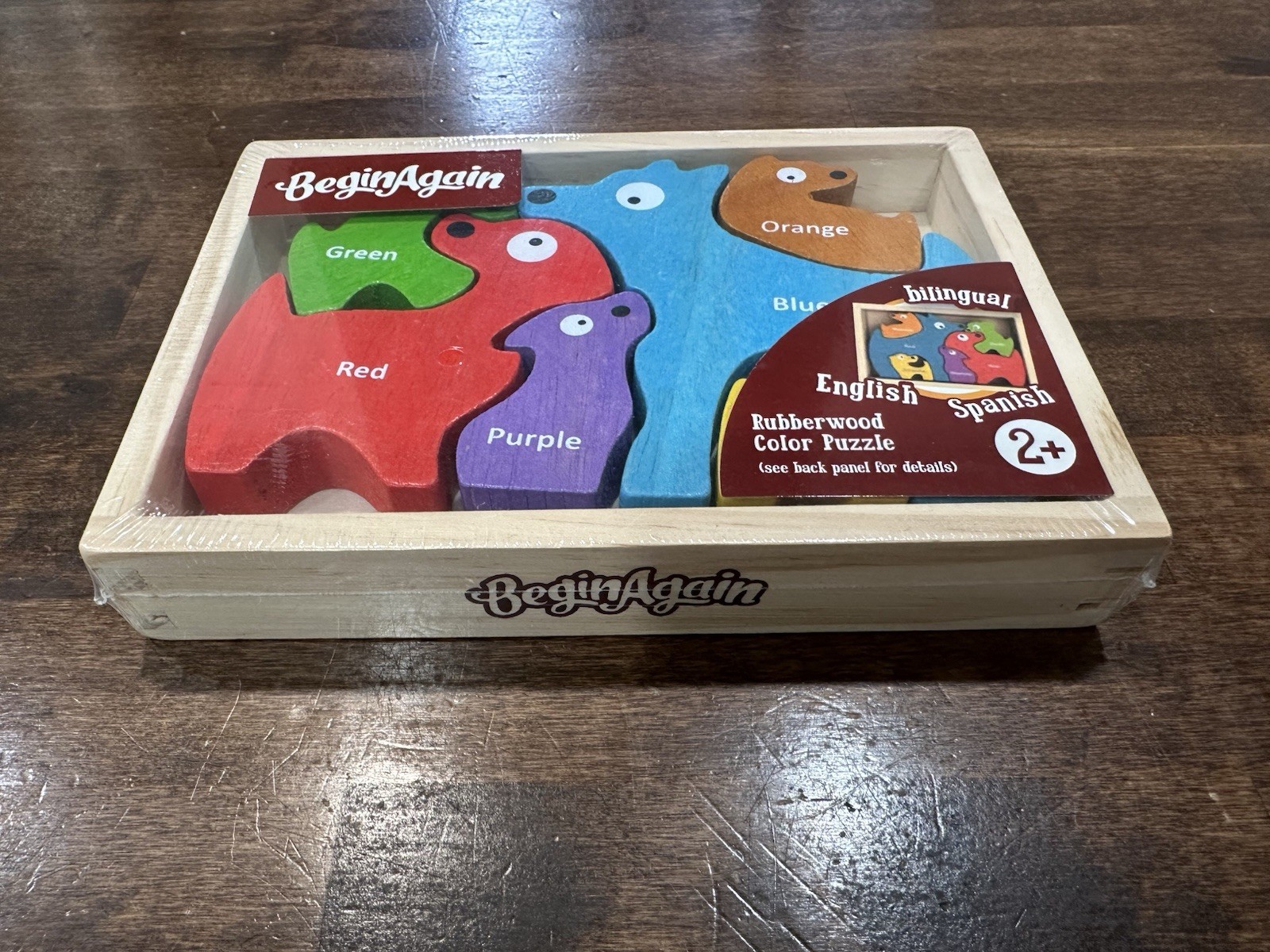 NEW Begin Again Wooden Bilingual Colors Dog Puzzle Educational Spanish English