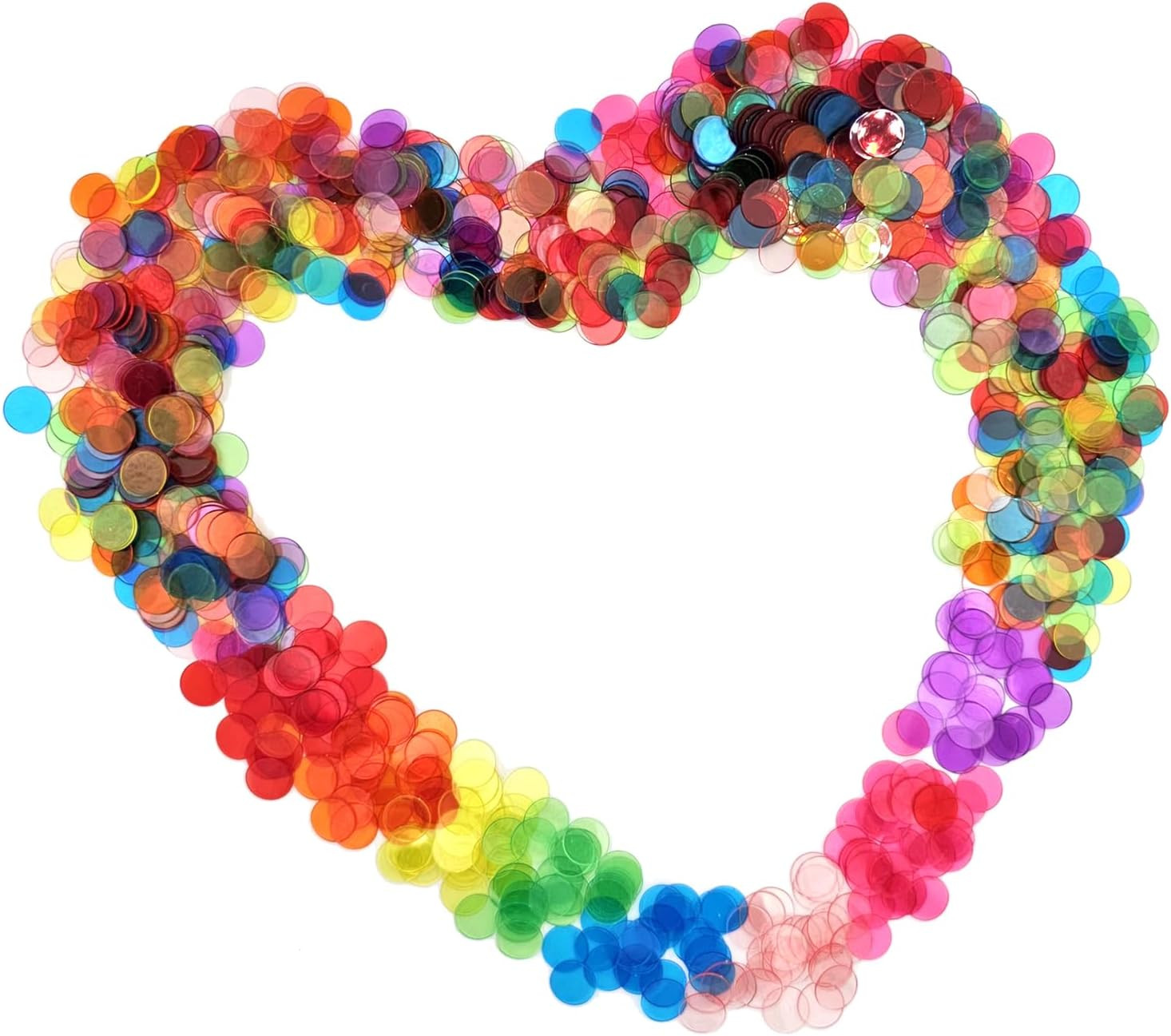 1000 Pcs of 3/4 Inch Transparent 8 Color Bingo Counting Chips Plastic Markers fo