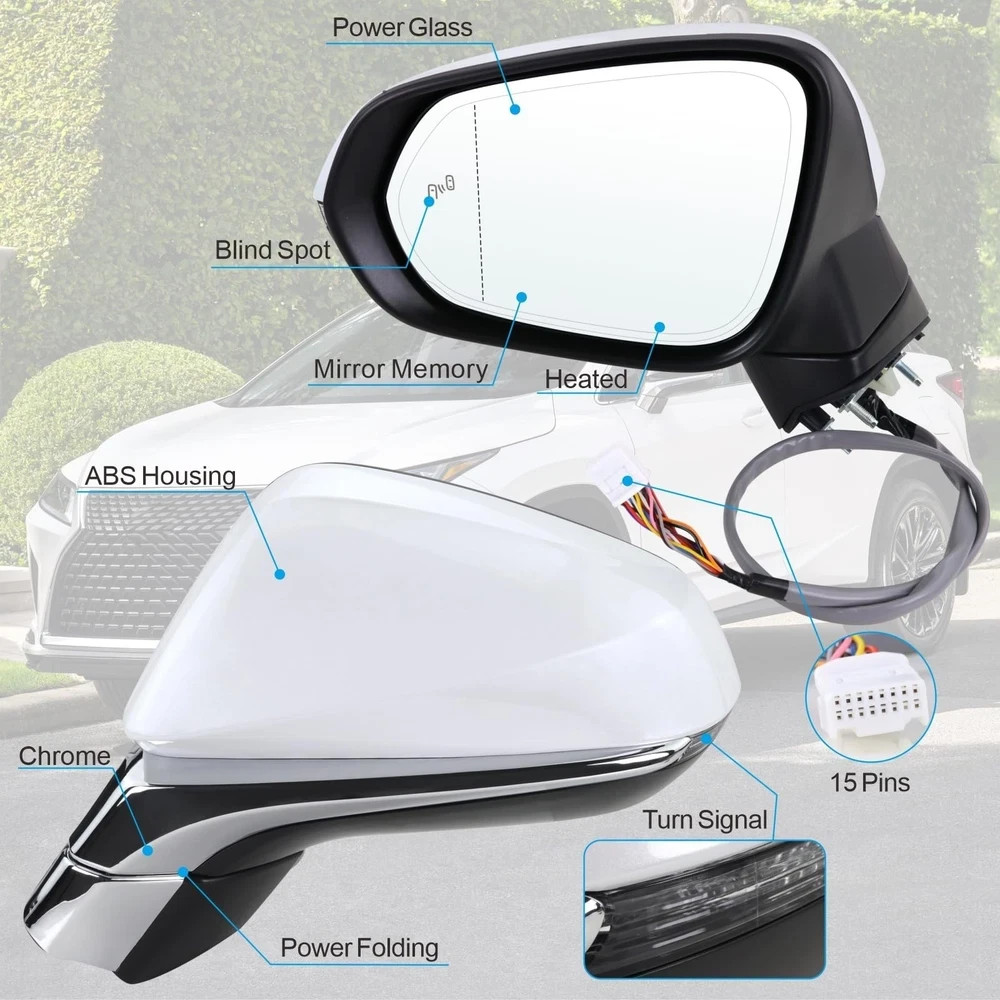 Left Driver Side Mirror Compatible With 2016-2022 Lexus RX350 RX450h 2018-202…