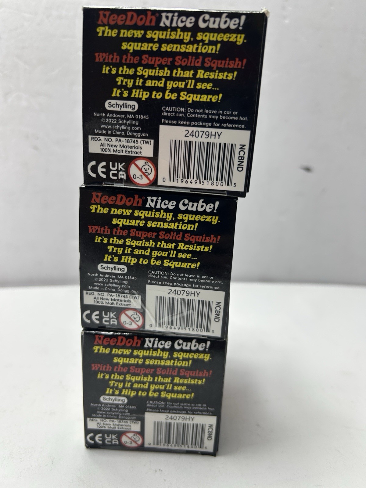 NeeDoh Nice Cube Super Solid Squish! Blue Pink Purple Lot Of 3 New In Boxes