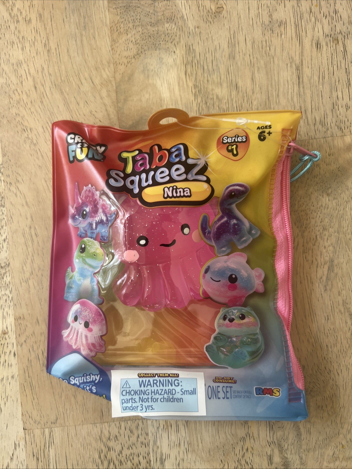 Taba Squeez NINA Pink Jellyfish Squishy, Series 1 w/ Jelly Fish and Sequin Pack