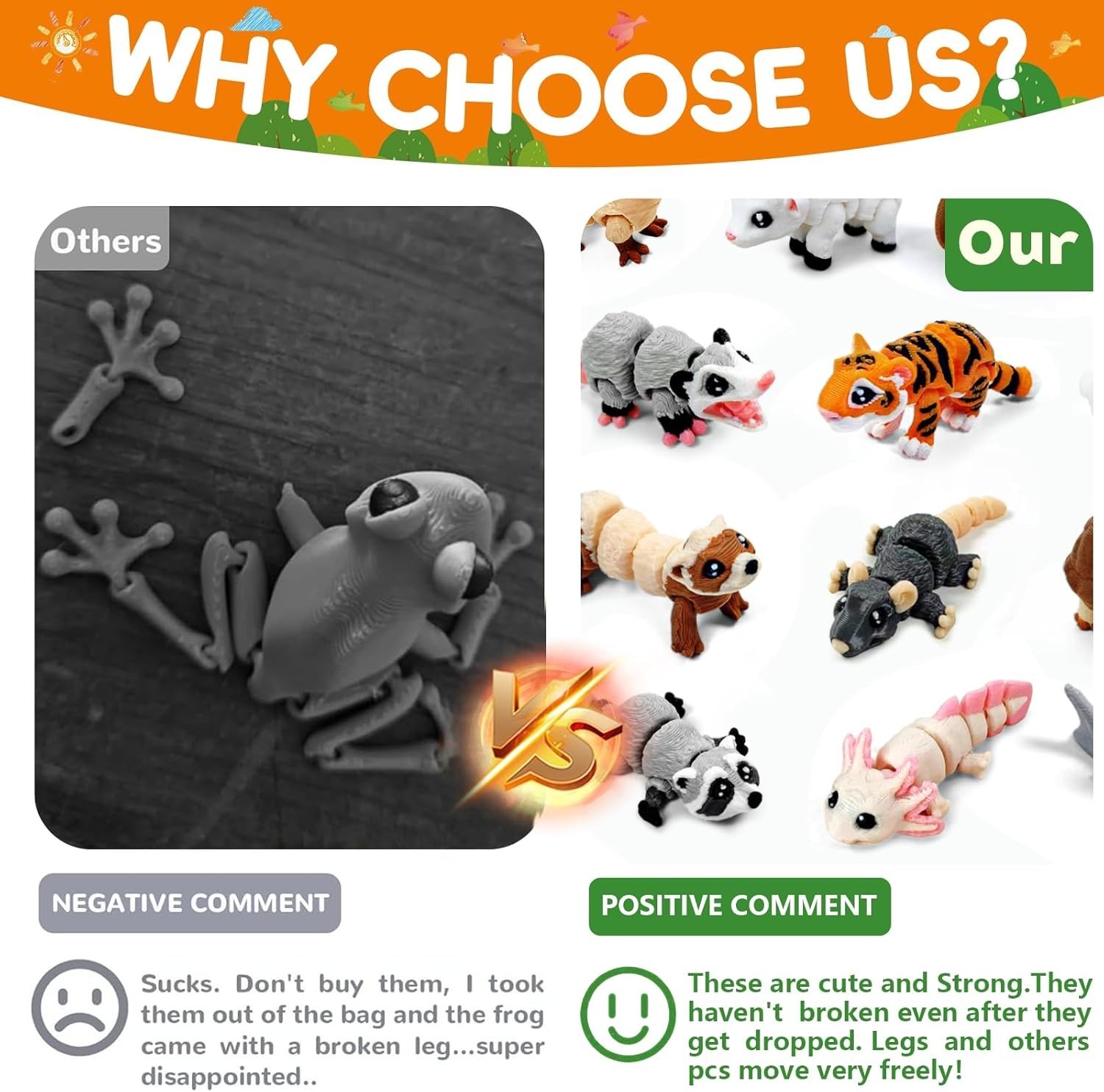 Animal Figurines Set Miniature 3D Printed Collectibles Movable Joints Decor