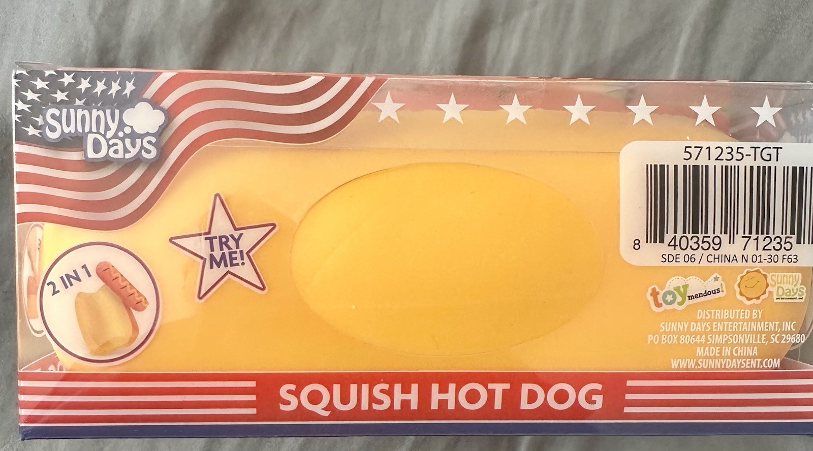 TOYMENDOUS SUNNY DAYS SQUISH HOT DOG Viral Summer Squishy Toy 2026 4th Of July