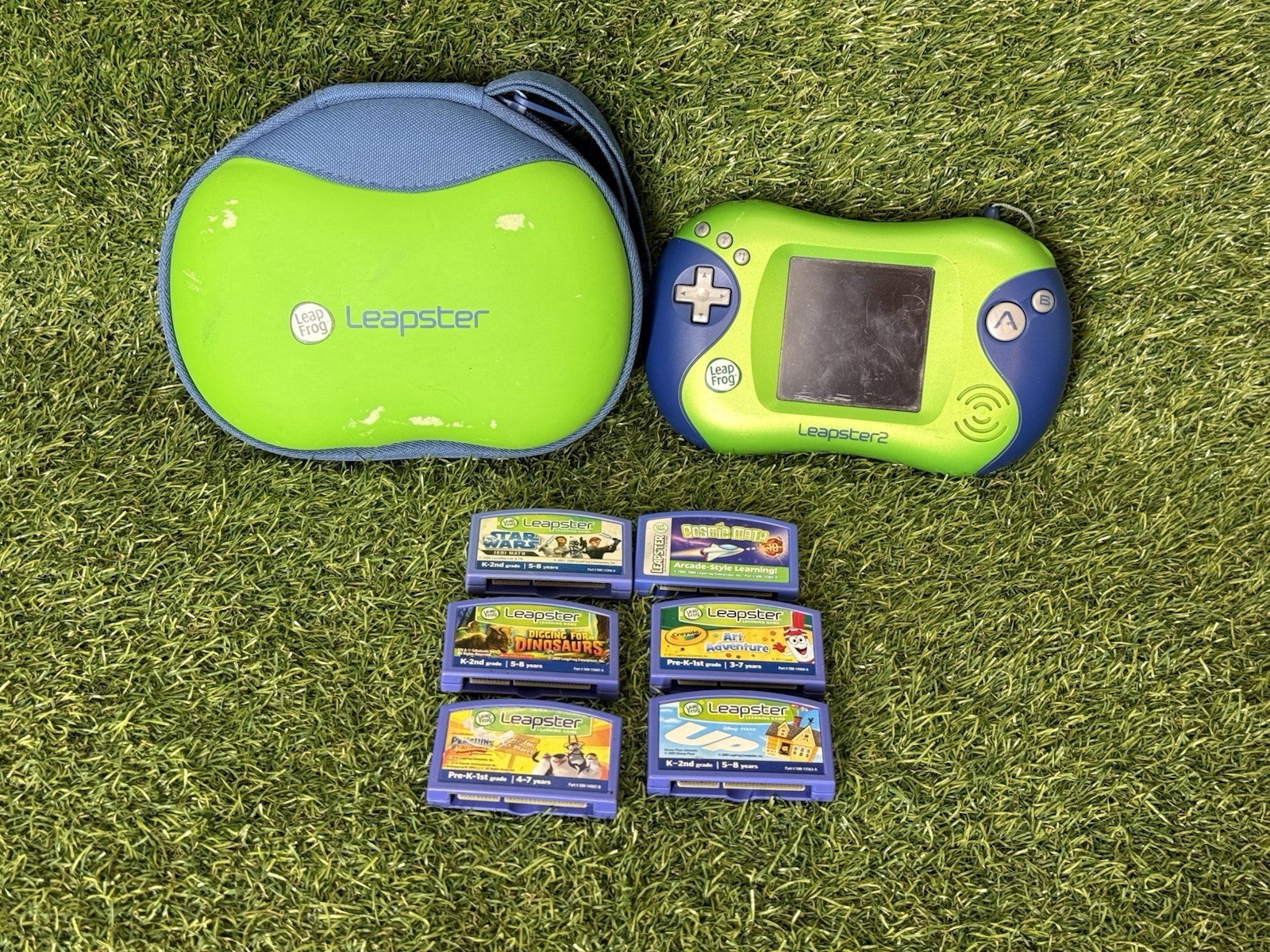 LeapFrog Leapster 2 Learning Game System Green! Works, With STYLIST! 6 Games
